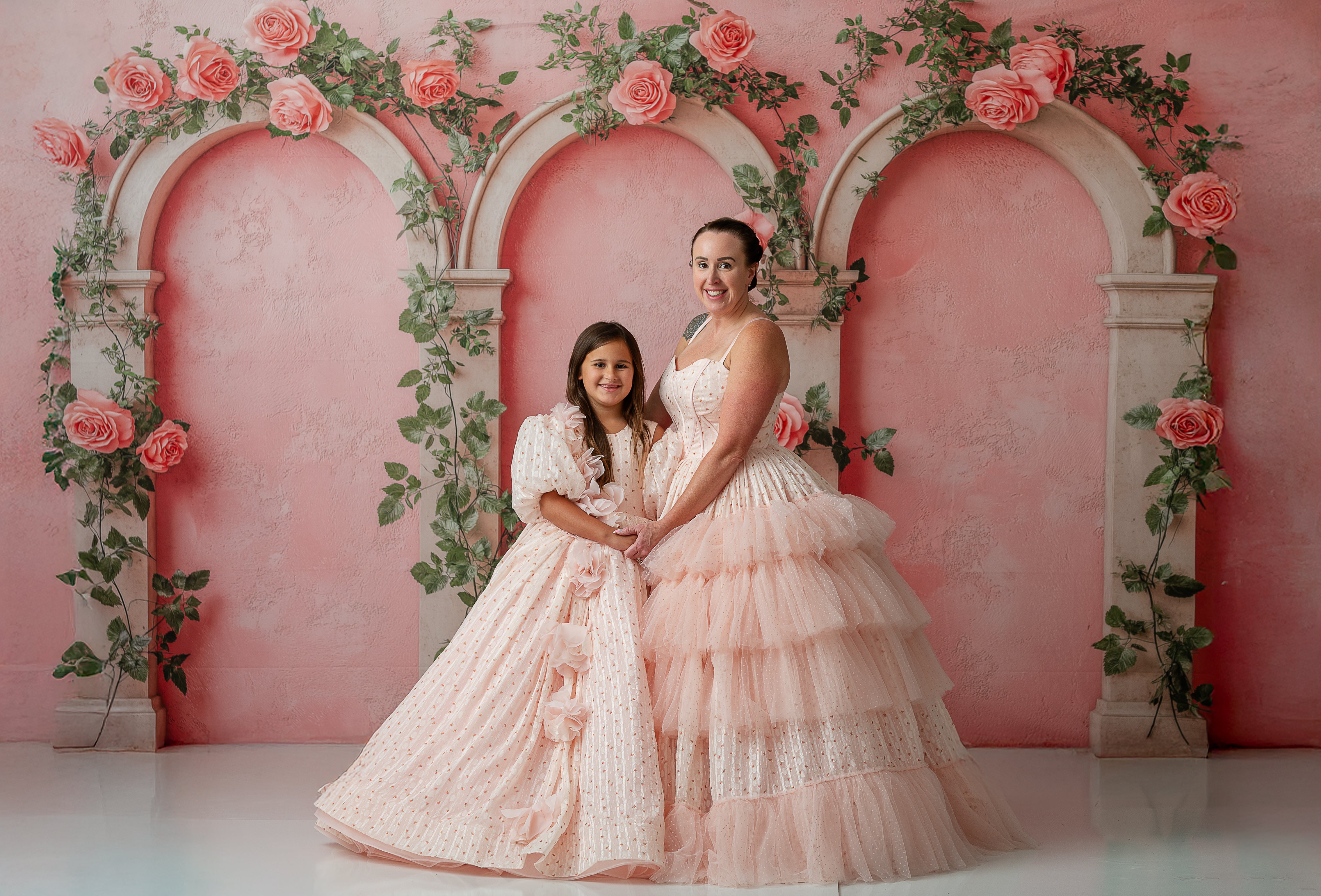 Elegant movement of layered Swiss dot tulle captured during a photo shoot