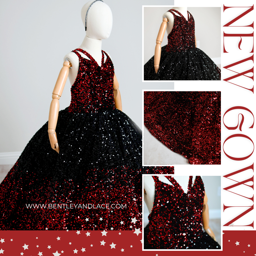 "Glam Statement" + detachable wristlets - Floor Length Gown - (8-10 year)