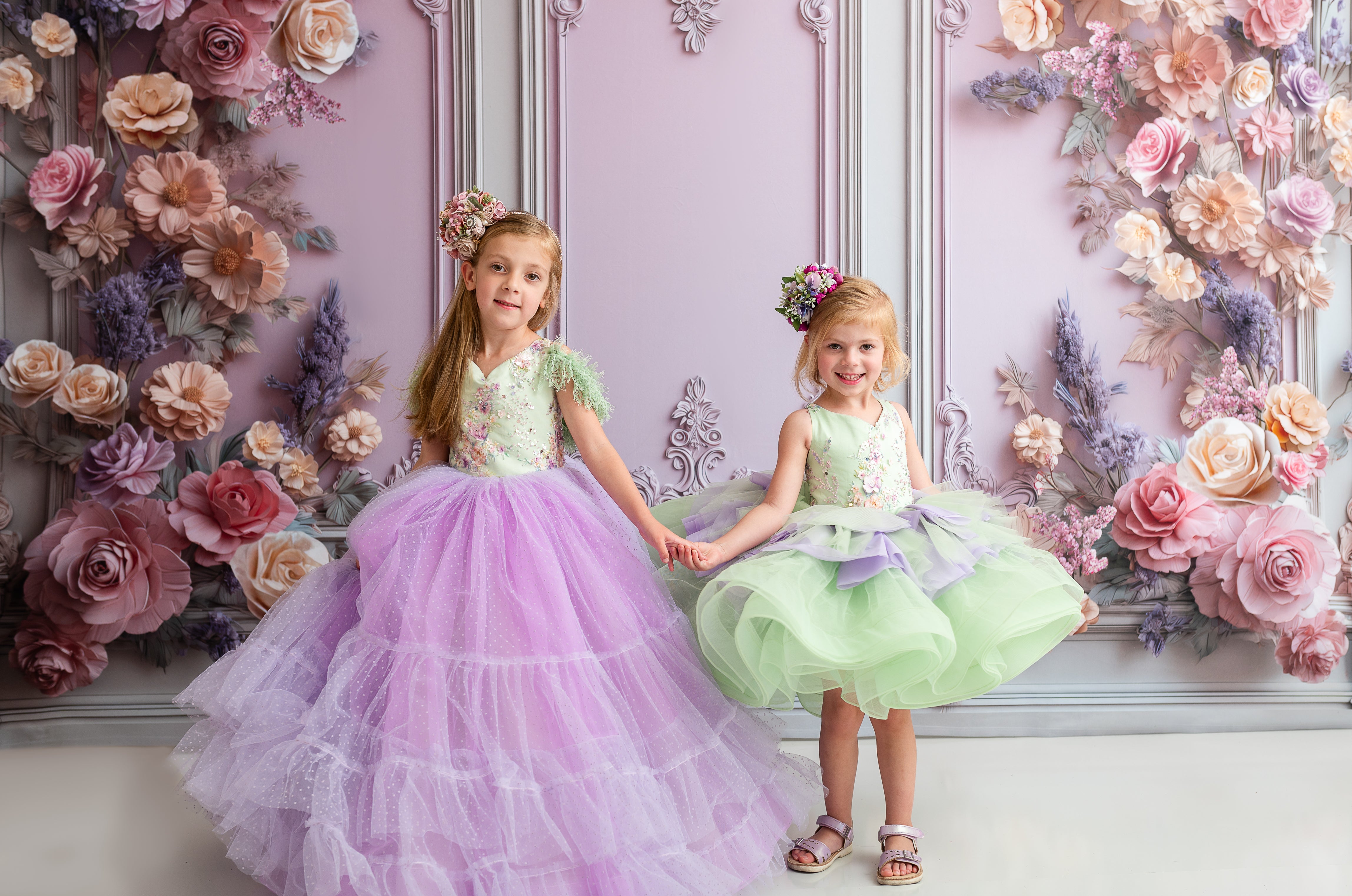 "Meadow Mist " - Petal length dress ( 4 Year - Petite 7)