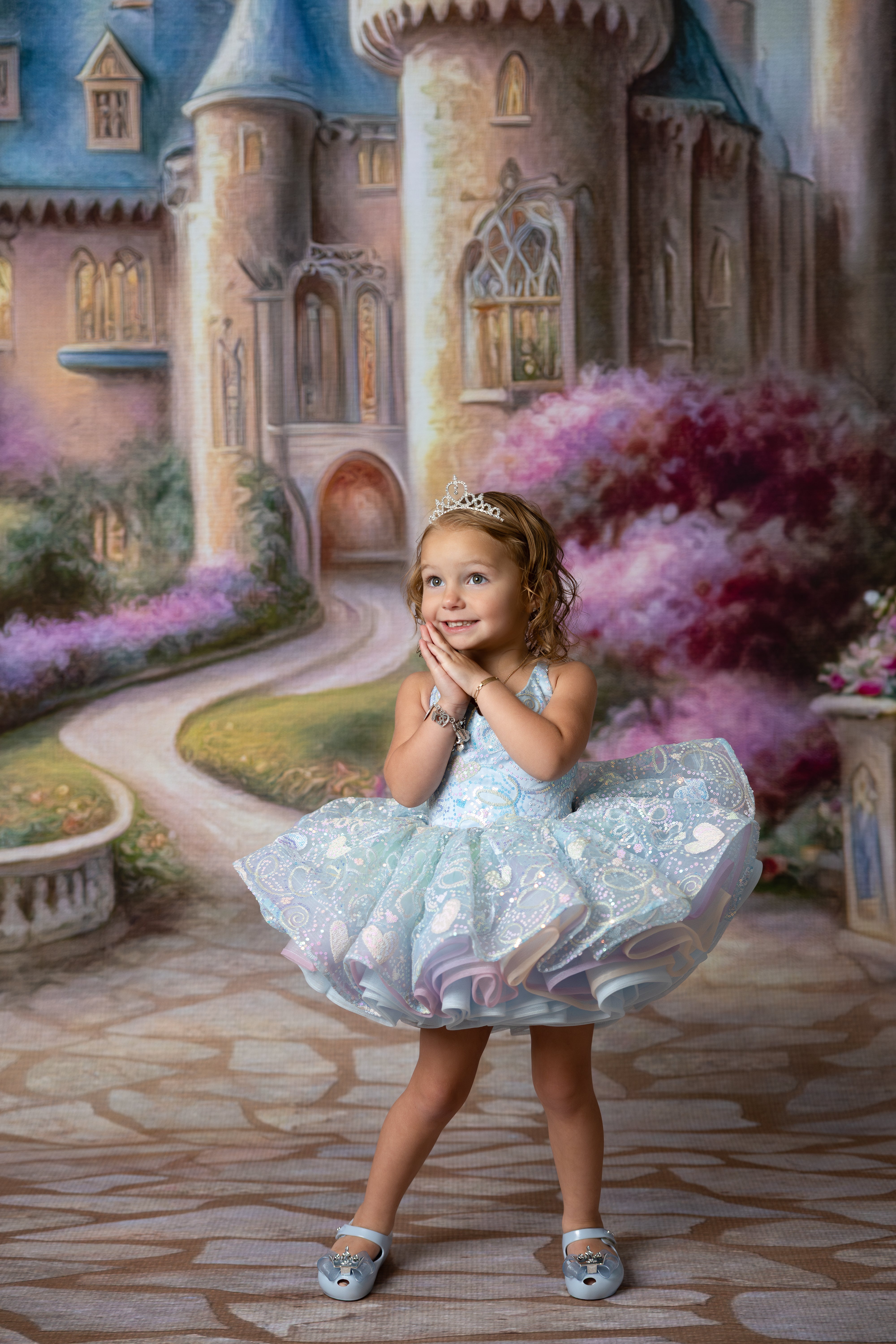 Rainbow tulle dress designed for twirling, playtime, and special events.