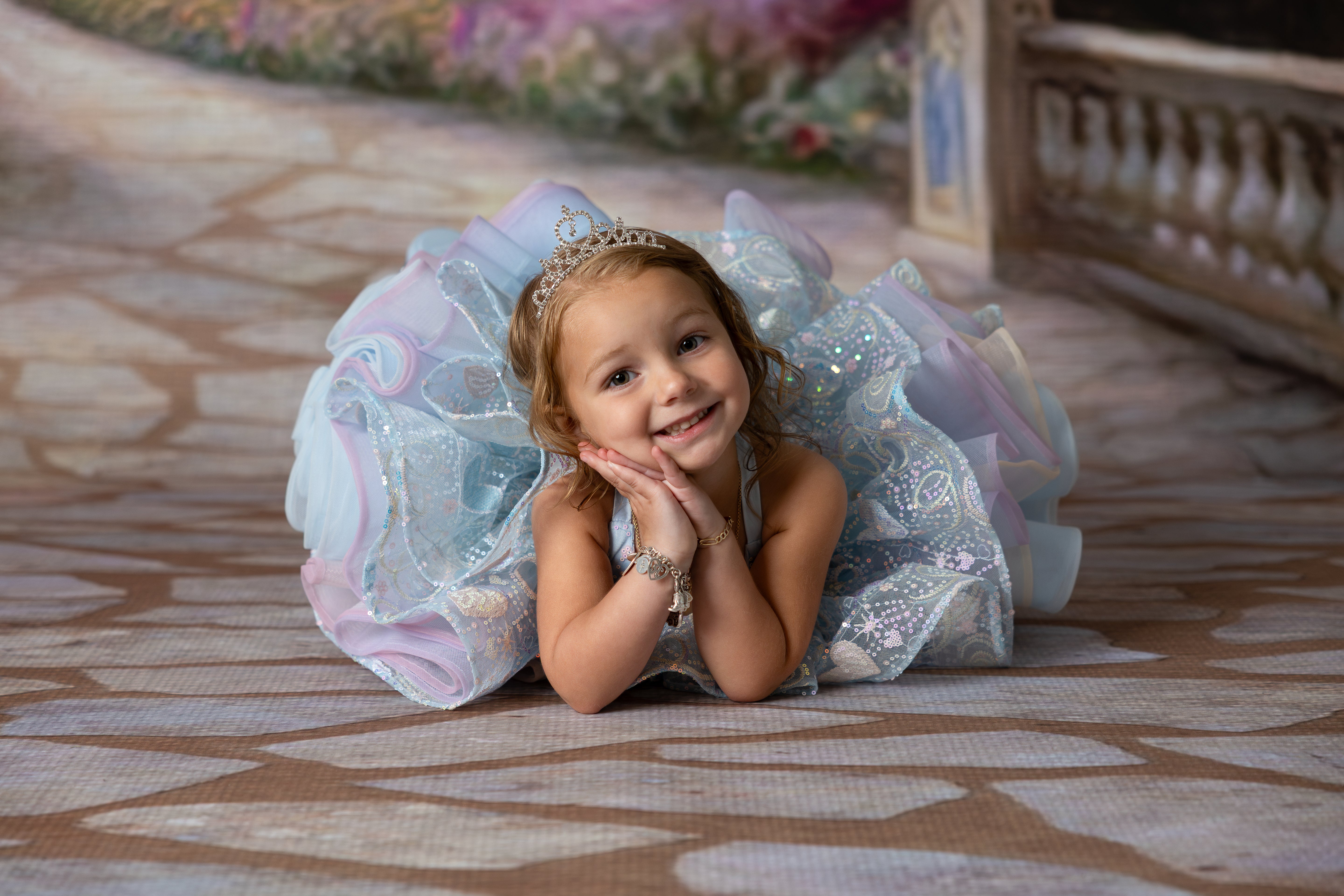 Sparkly sequin bodice with full rainbow tulle skirt, perfect for celebrations and play.