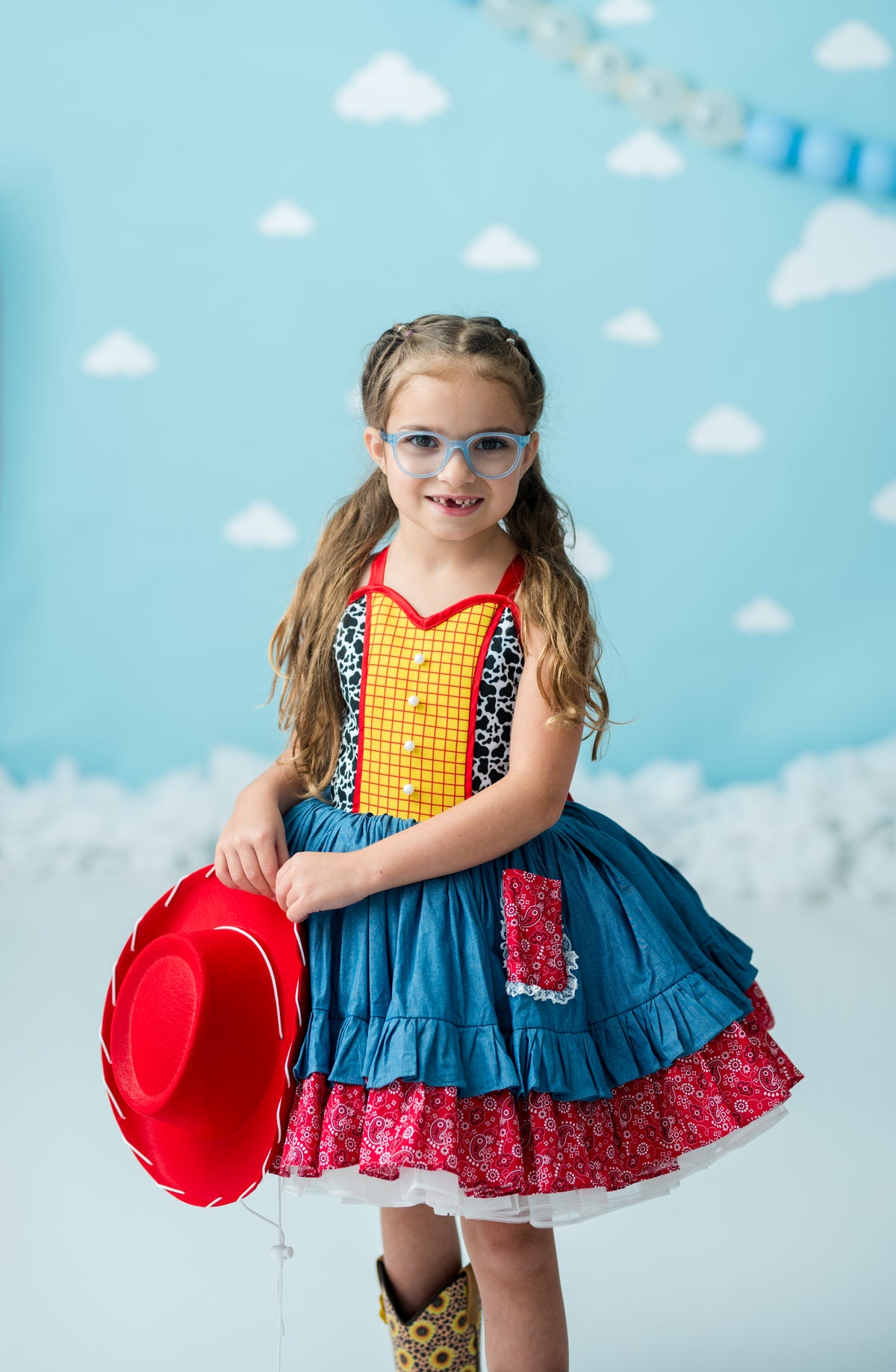 “You’ve Got a Friend” Western Twirl Dress Rental | Dress + Detachable Vest| Fits 4Y–8Y