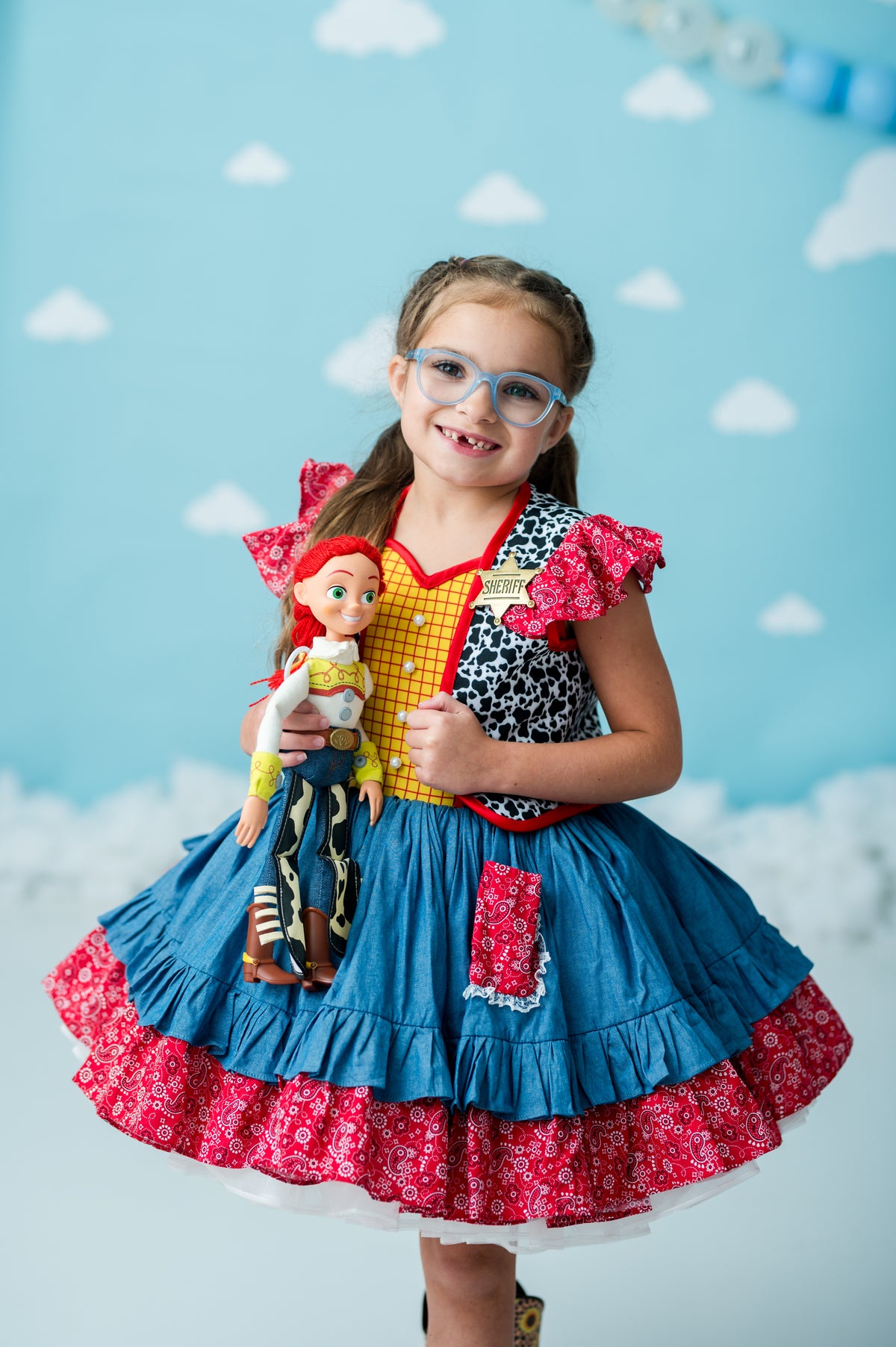 “You’ve Got a Friend” Western Twirl Dress Rental | Dress + Detachable Vest| Fits 4Y–8Y