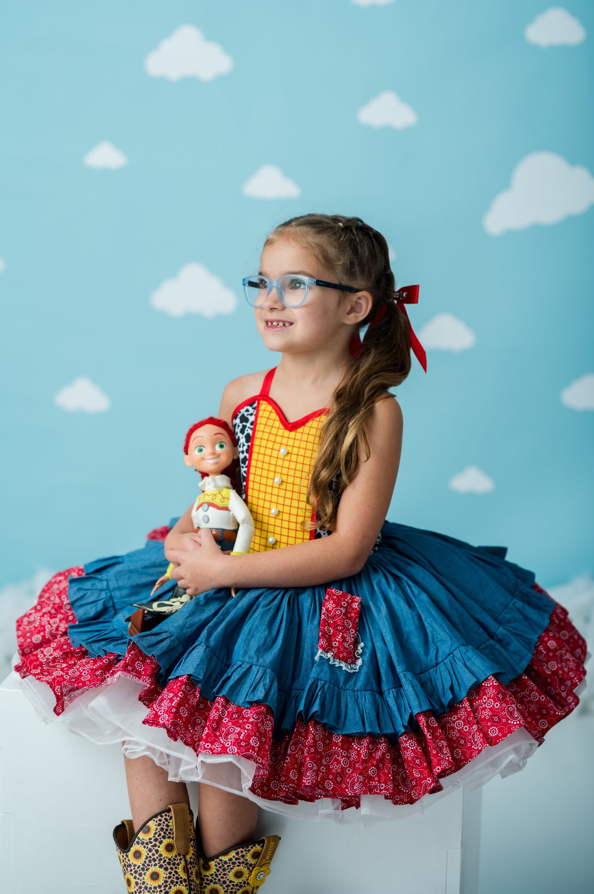 “You’ve Got a Friend” Western Twirl Dress Rental | Dress + Detachable Vest| Fits 4Y–8Y