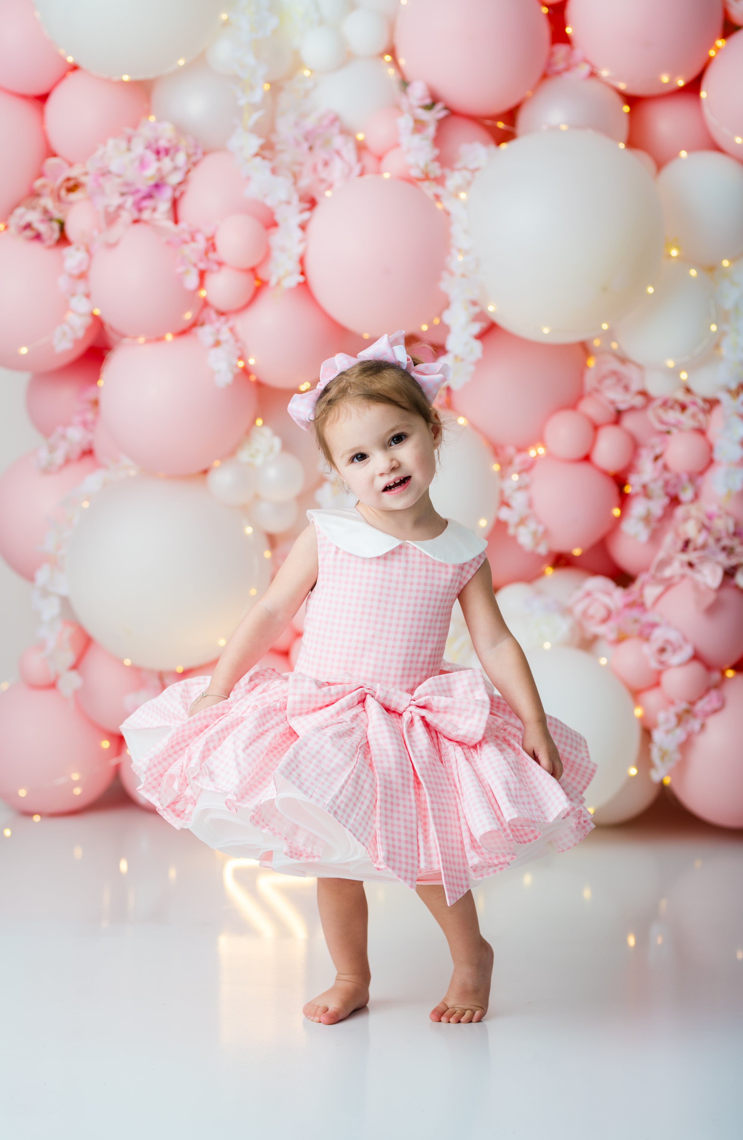 Reversible peachy pink satin party dress for girls