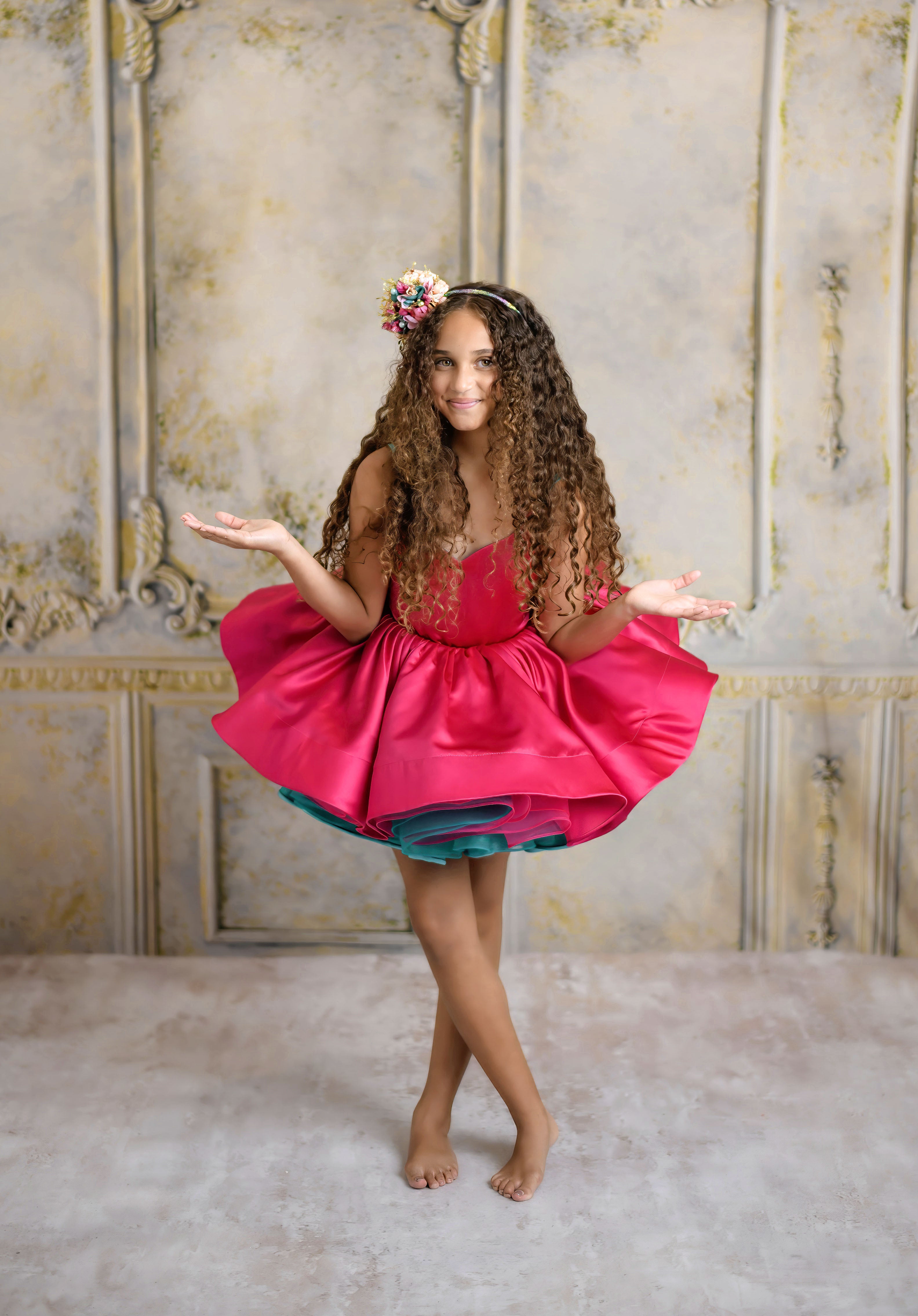 Barbie inspired flip dress, reversible pink and black, dresses for photography sessions, babydream backdrops, dream dress sessions, april massad photography