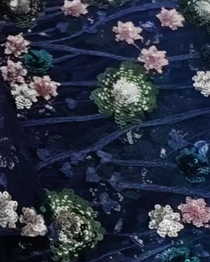 REMNANT Blue floral sequin
