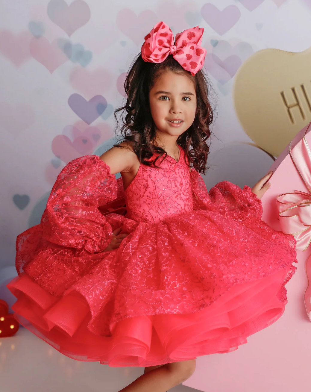 REMNANT Red sparkles short dress, can be upgraded as shown- detachable skirt is extra