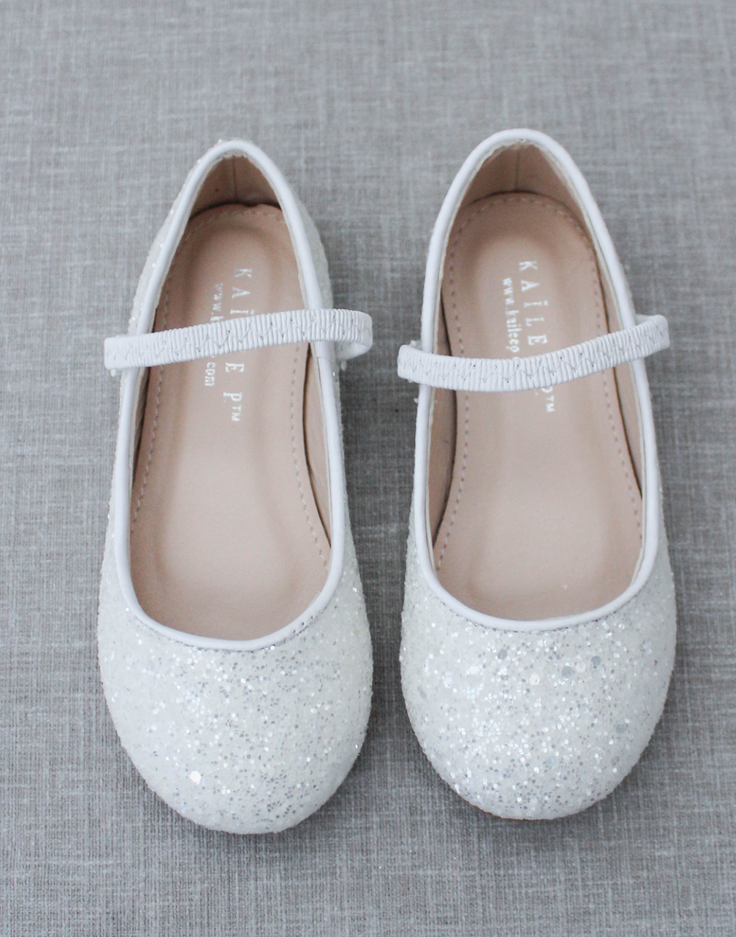 "White Glitter" -Rock Glitter Maryjane Flats size 1 little kid Color: White Glitter