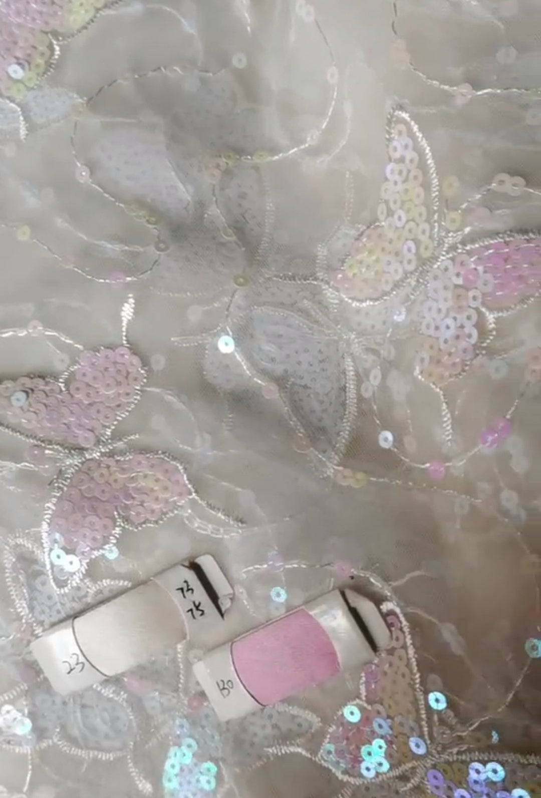 REMNANT BUTTERFLY FABRIC Ivory