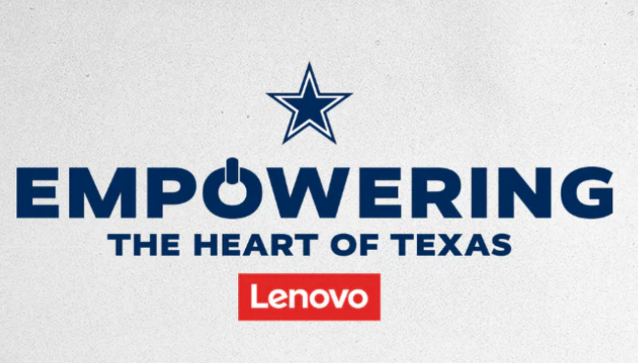 Lenovo logo with 'Empowering the Heart of Texas' text on a light gray background