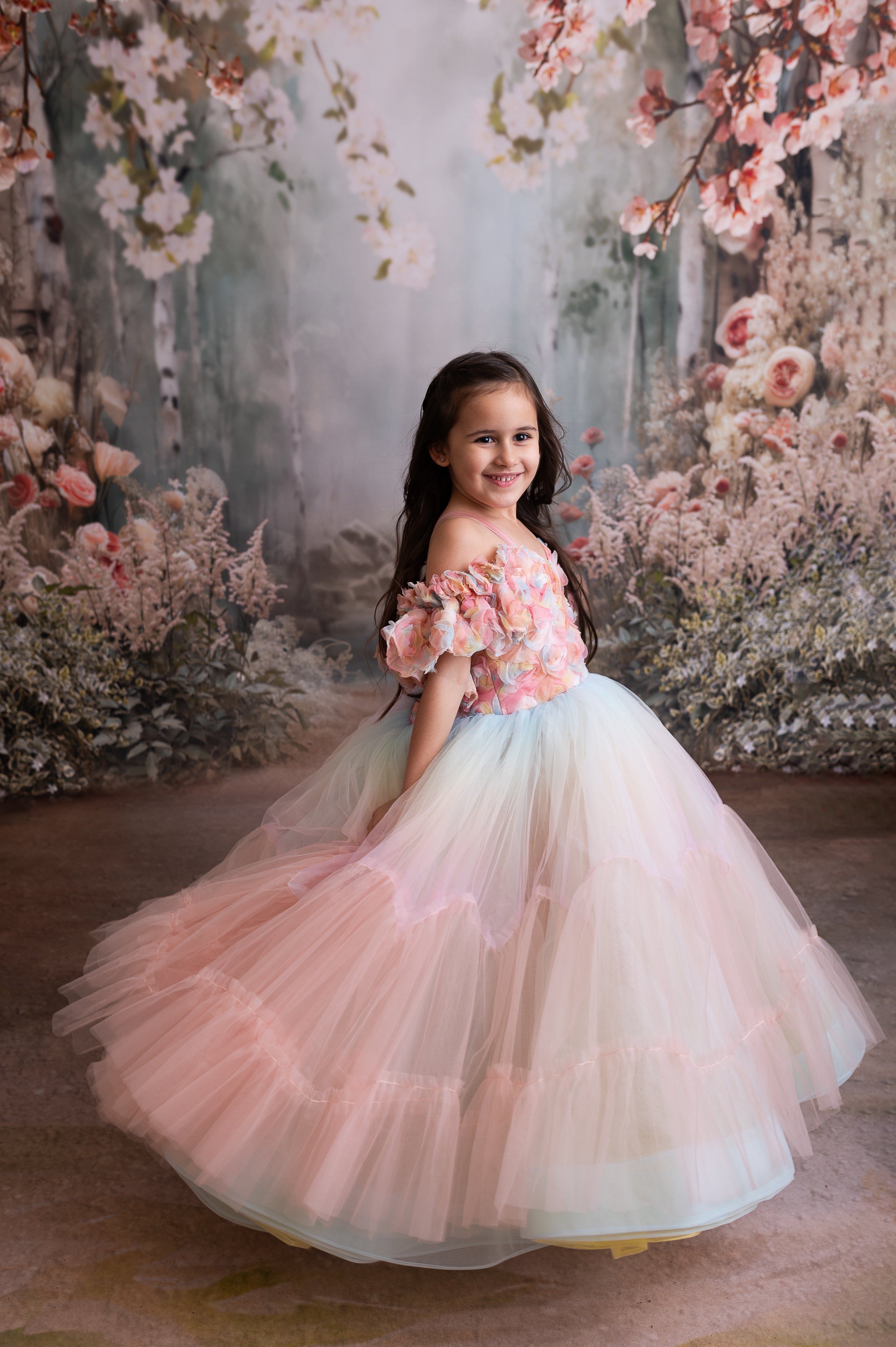 Sunshine Bouquet -Toddler floor long gown (3 year- 4 year)