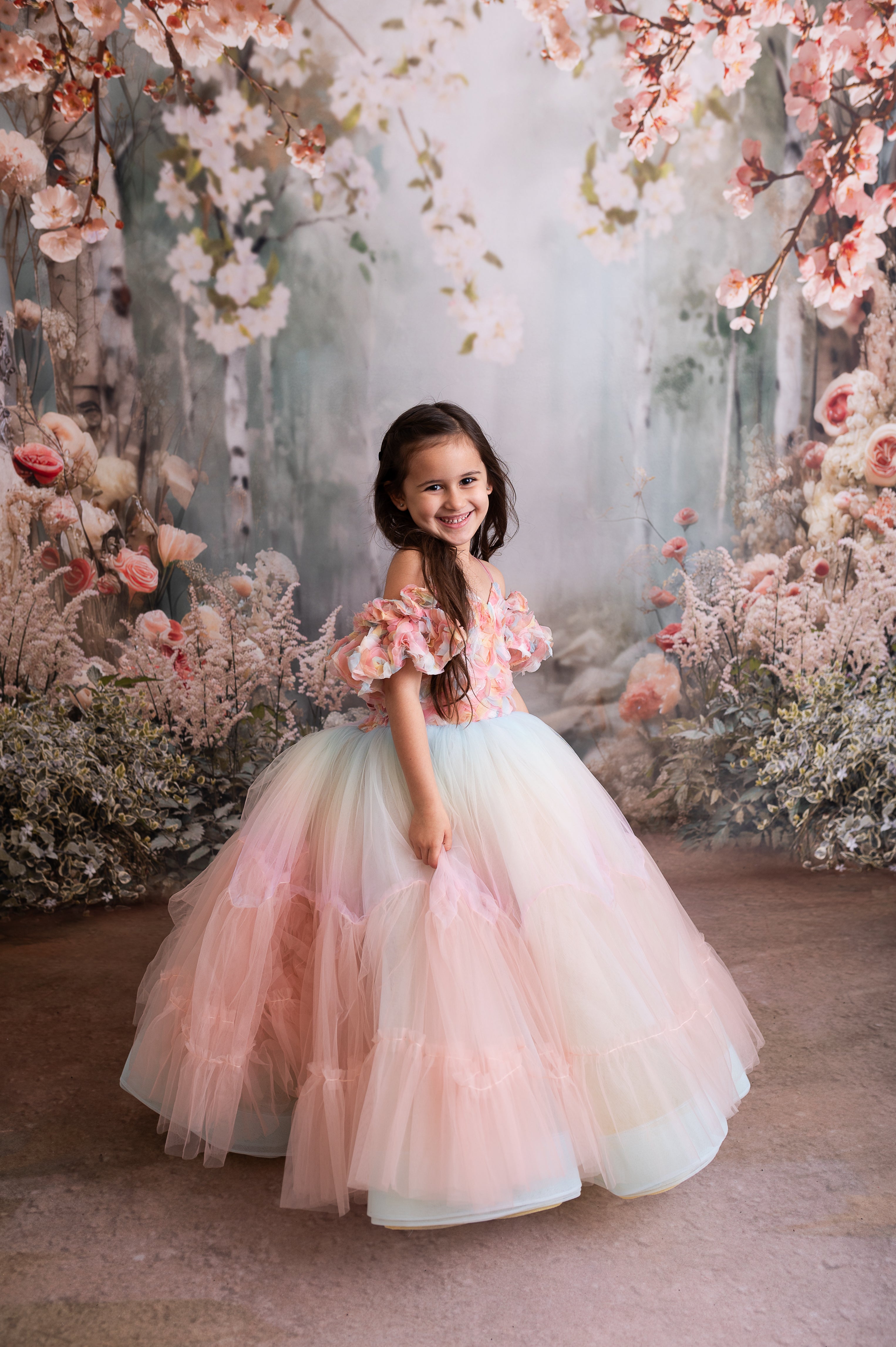 Sunshine Bouquet -Toddler floor long gown (3 year- 4 year)