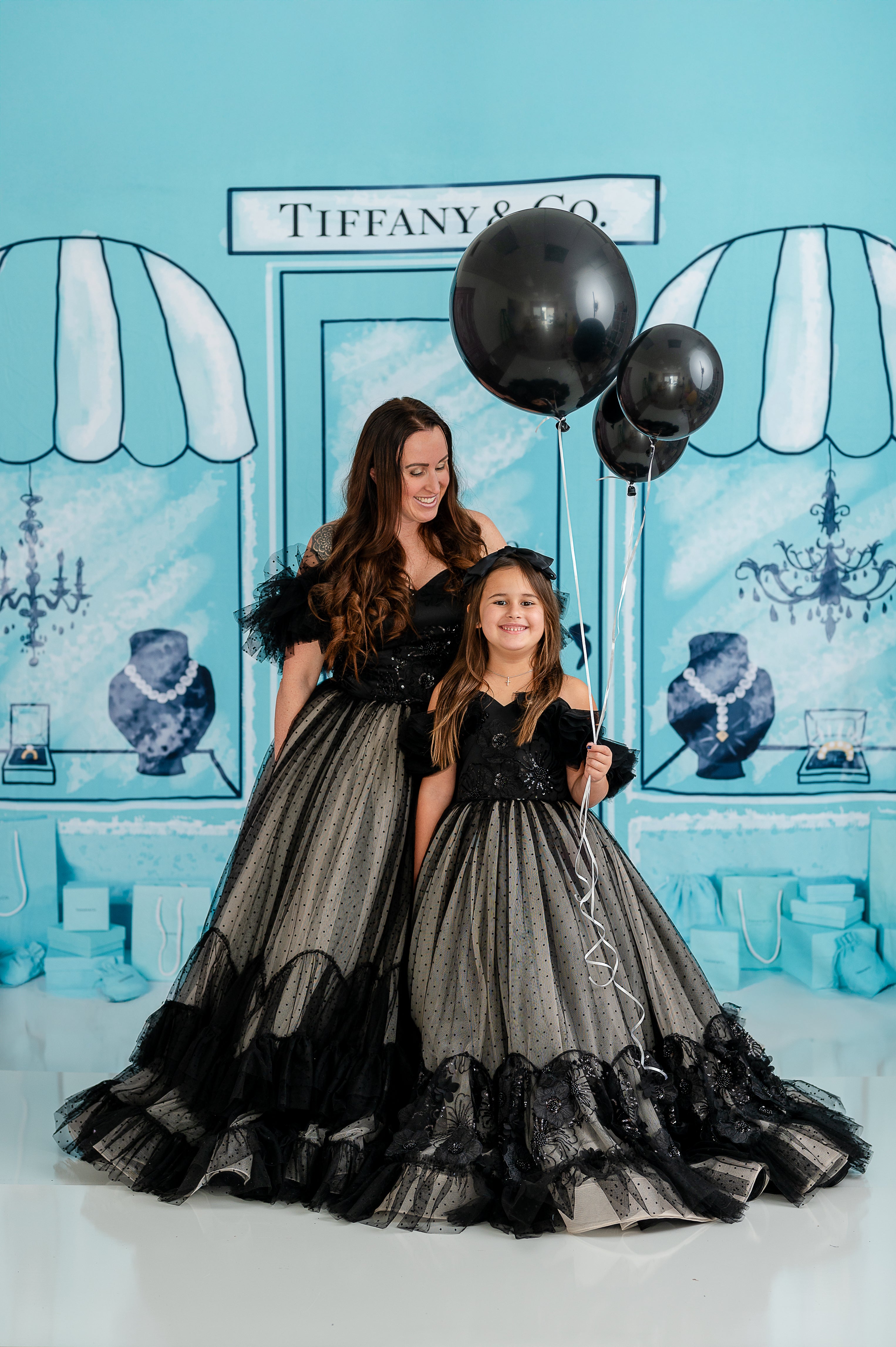 "Swish Dot" Couture Floor-Length Gown in Black/Nude (Fits Adult 0 - Adult 10)
