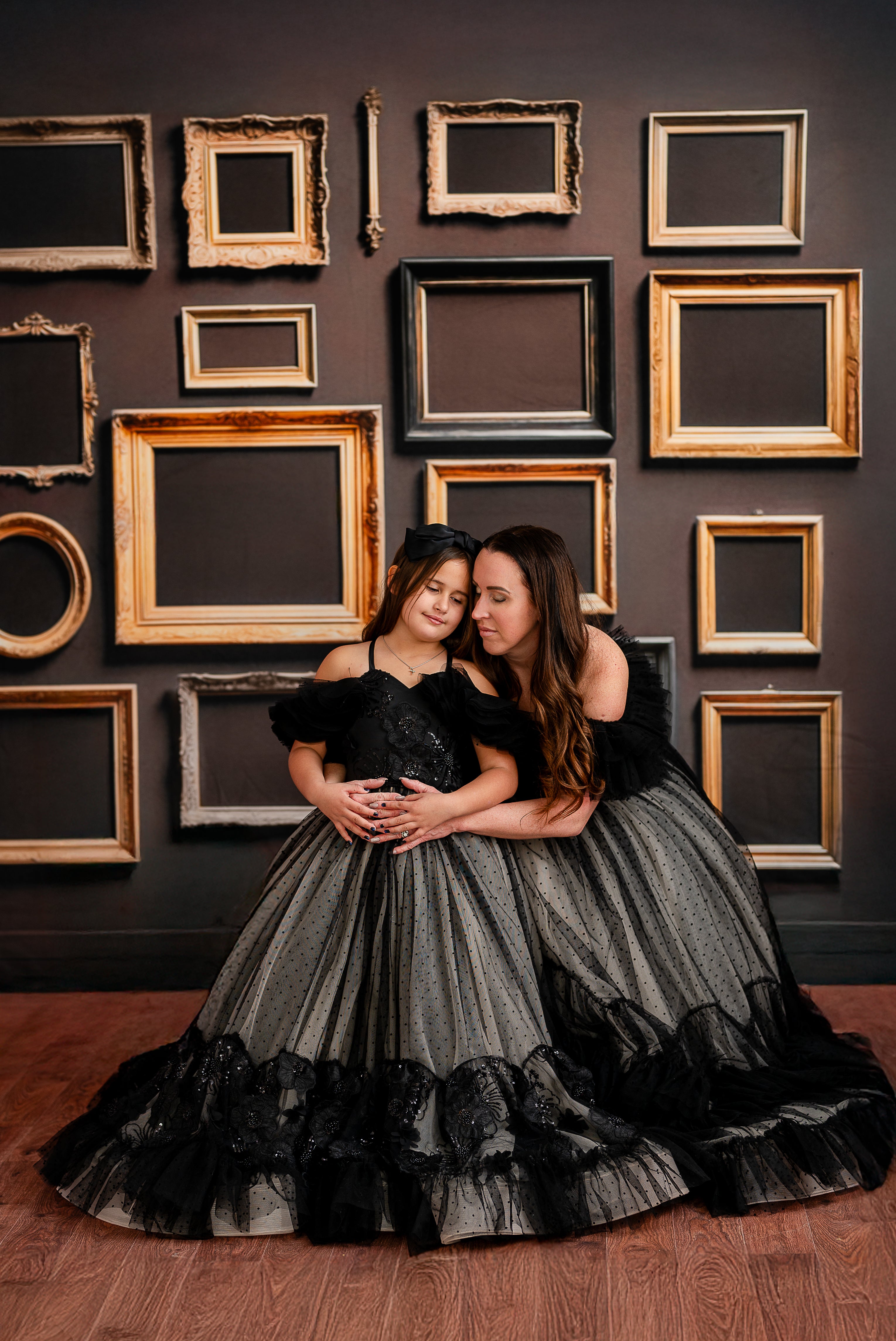 The couture gown’s off-shoulder design adds a touch of romance and sophistication.