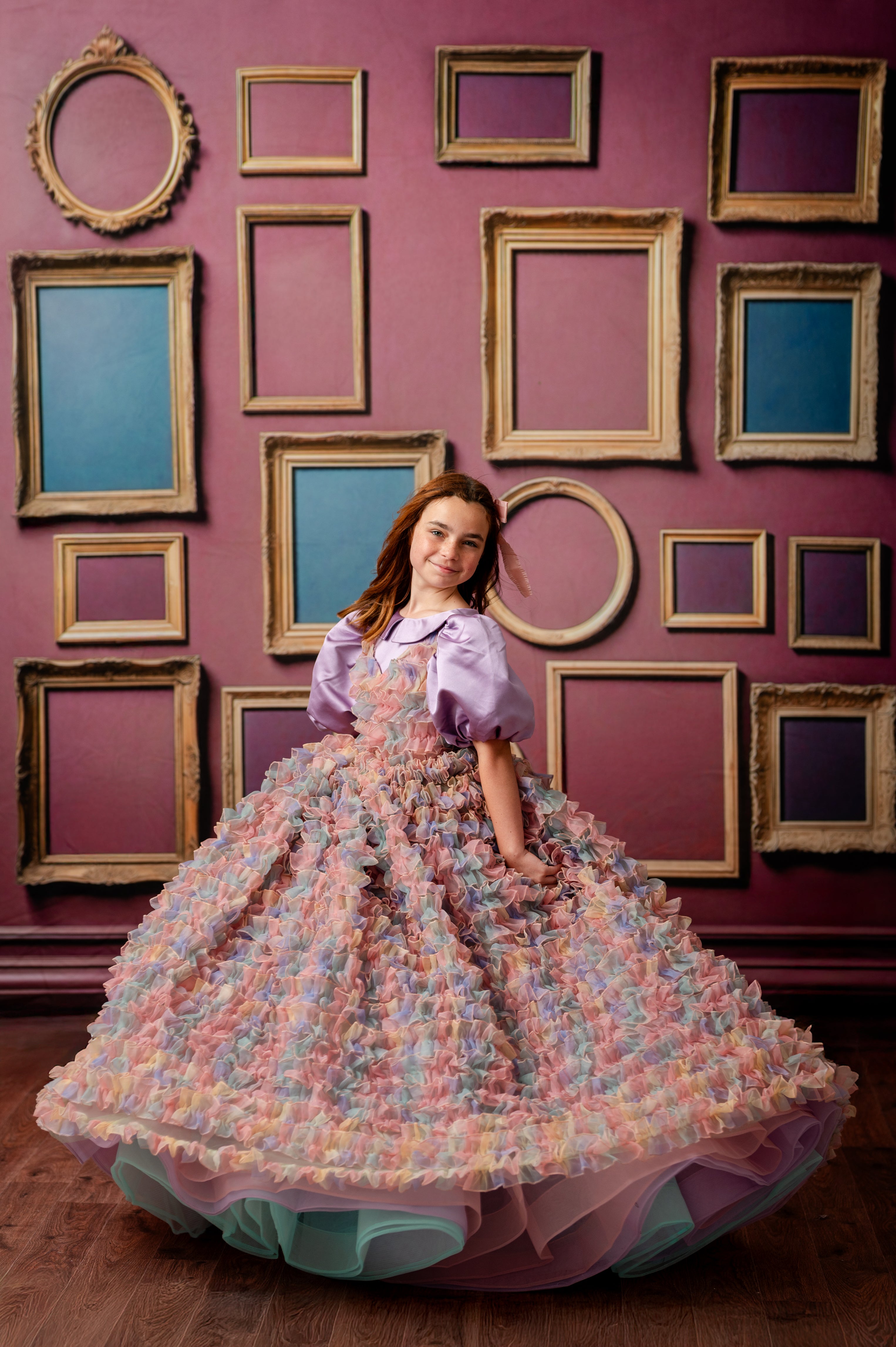 LolliLuxe Convertible Gown – Floor-Length Ruffle Dress with Detachable Bodice & Bow | Girls (7Year–Petite 8 Year)