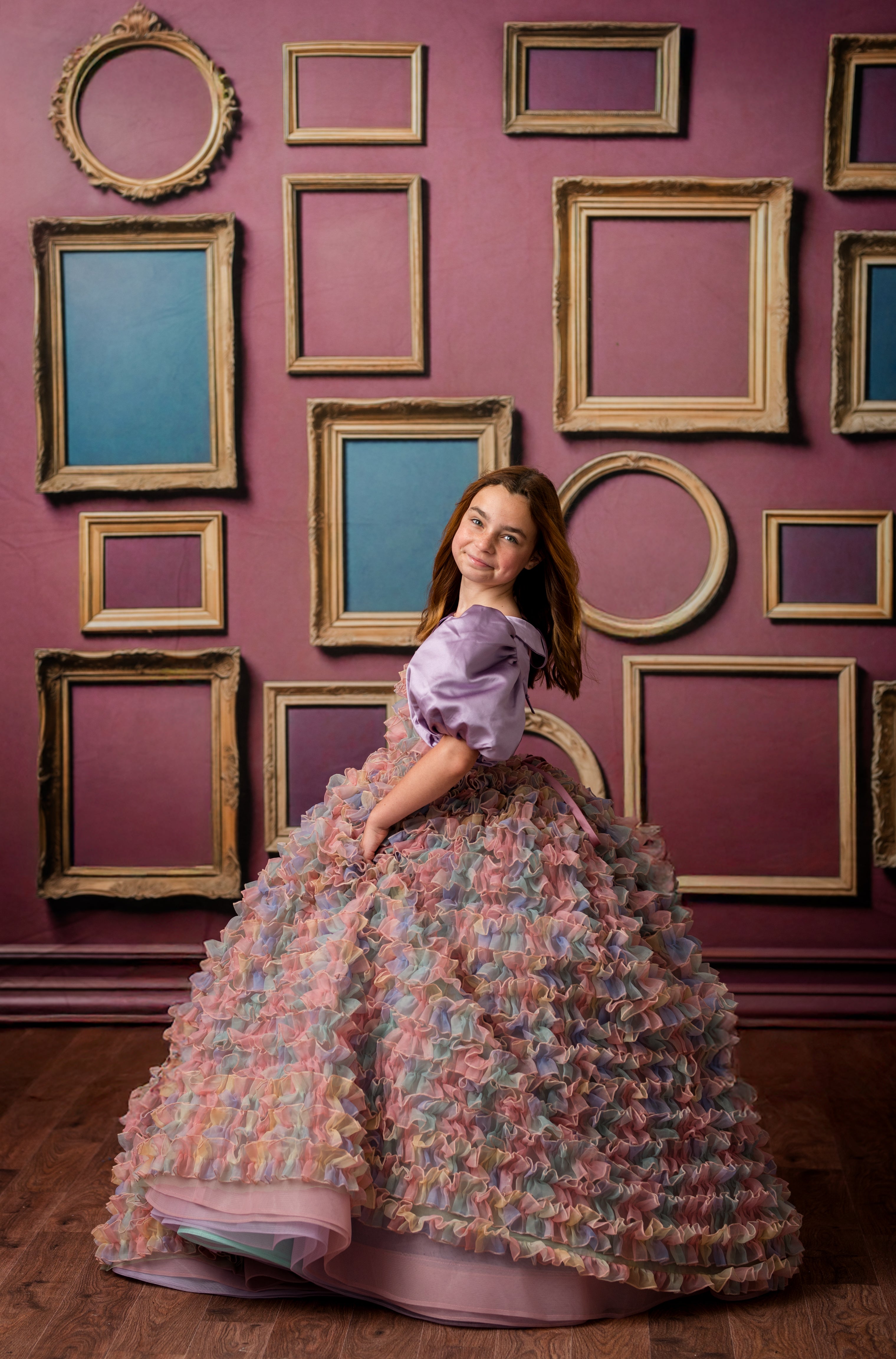 LolliLuxe Convertible Gown – Floor-Length Ruffle Dress with Detachable Bodice & Bow | Girls (7Year–Petite 8 Year)