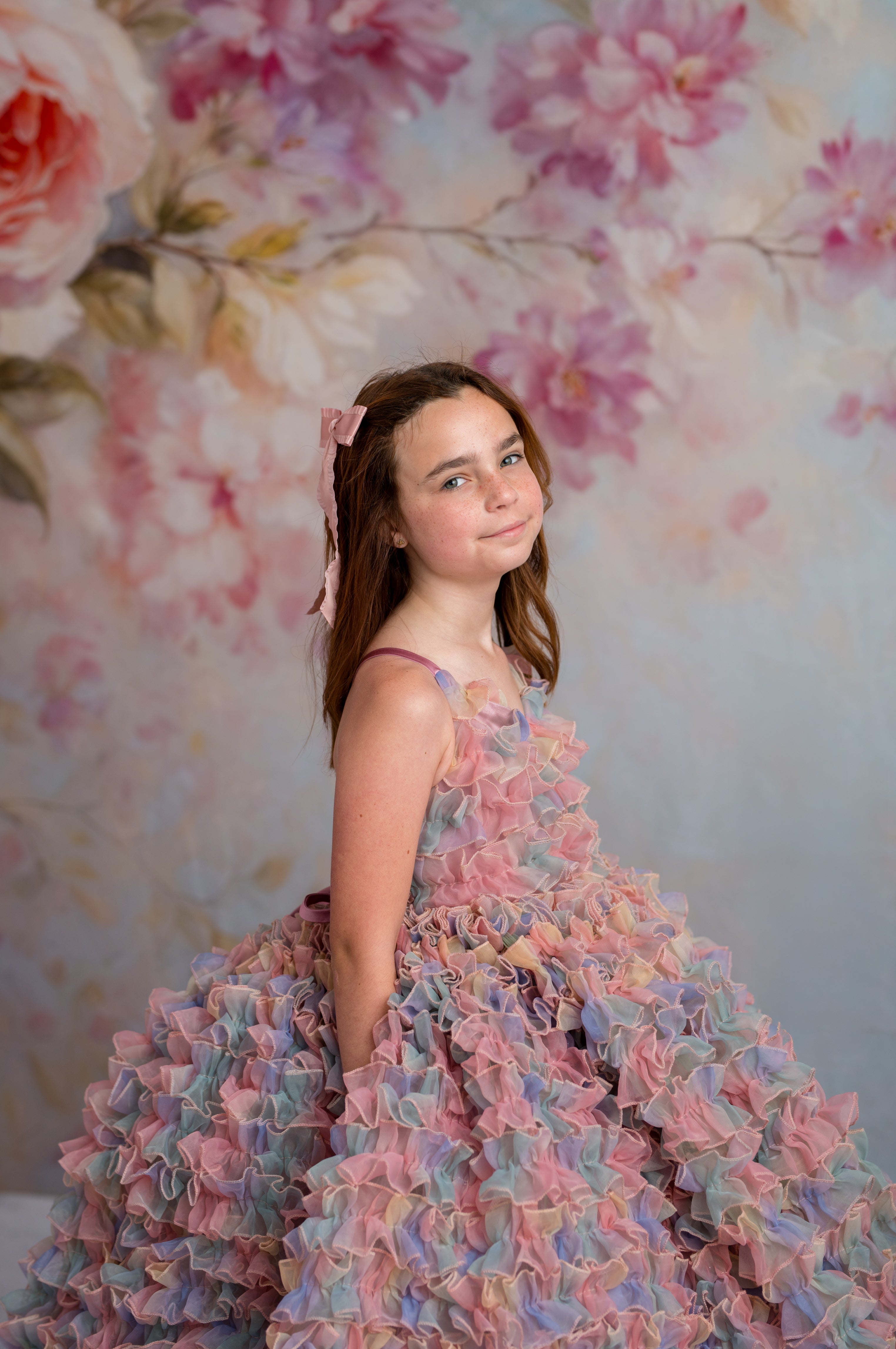 LolliLuxe Convertible Gown – Floor-Length Ruffle Dress with Detachable Bodice & Bow | Girls (7Year–Petite 8 Year)