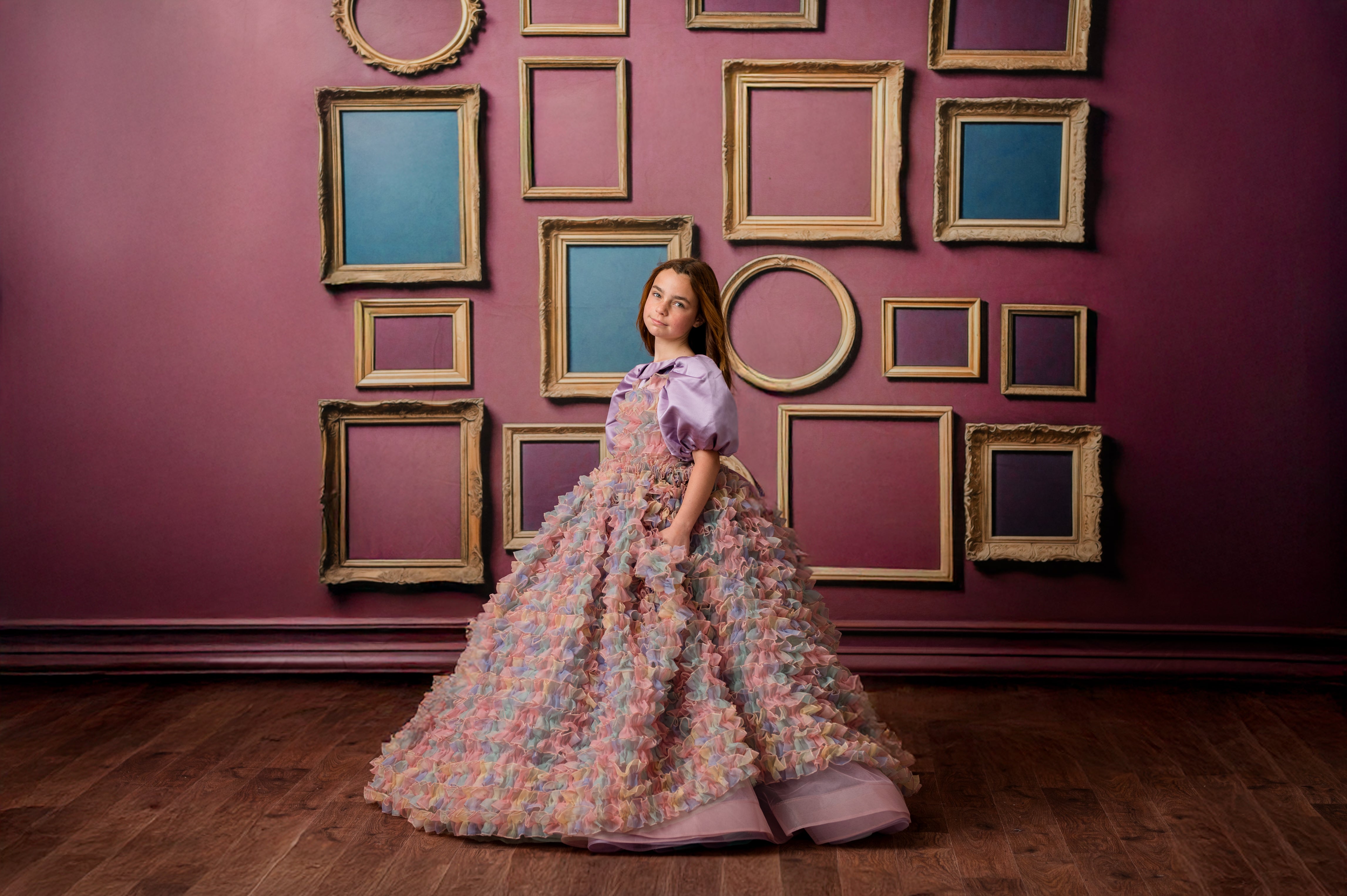 LolliLuxe Convertible Gown – Floor-Length Ruffle Dress with Detachable Bodice & Bow | Girls (7Year–Petite 8 Year)