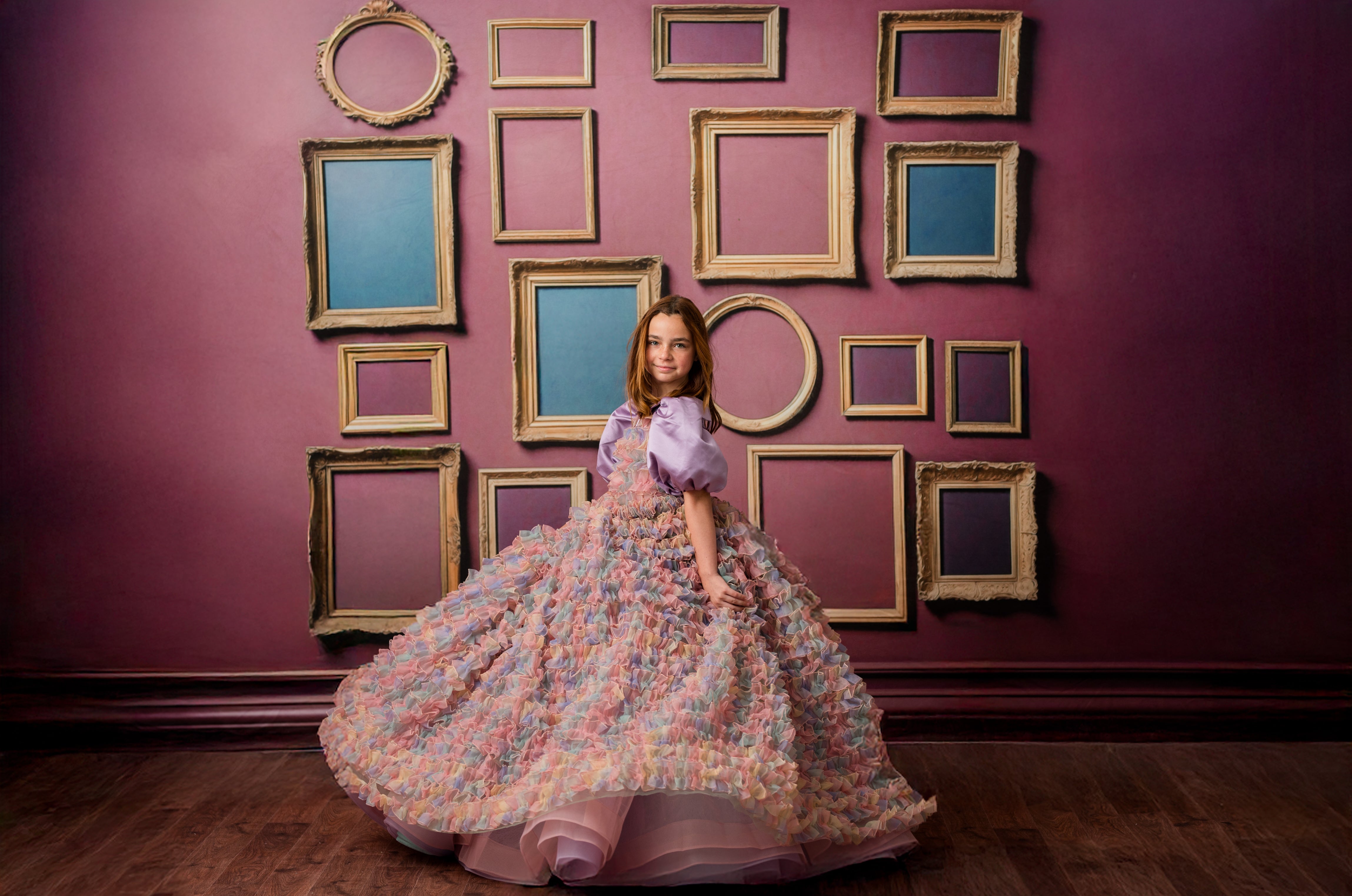 LolliLuxe Convertible Gown – Floor-Length Ruffle Dress with Detachable Bodice & Bow | Girls (7Year–Petite 8 Year)