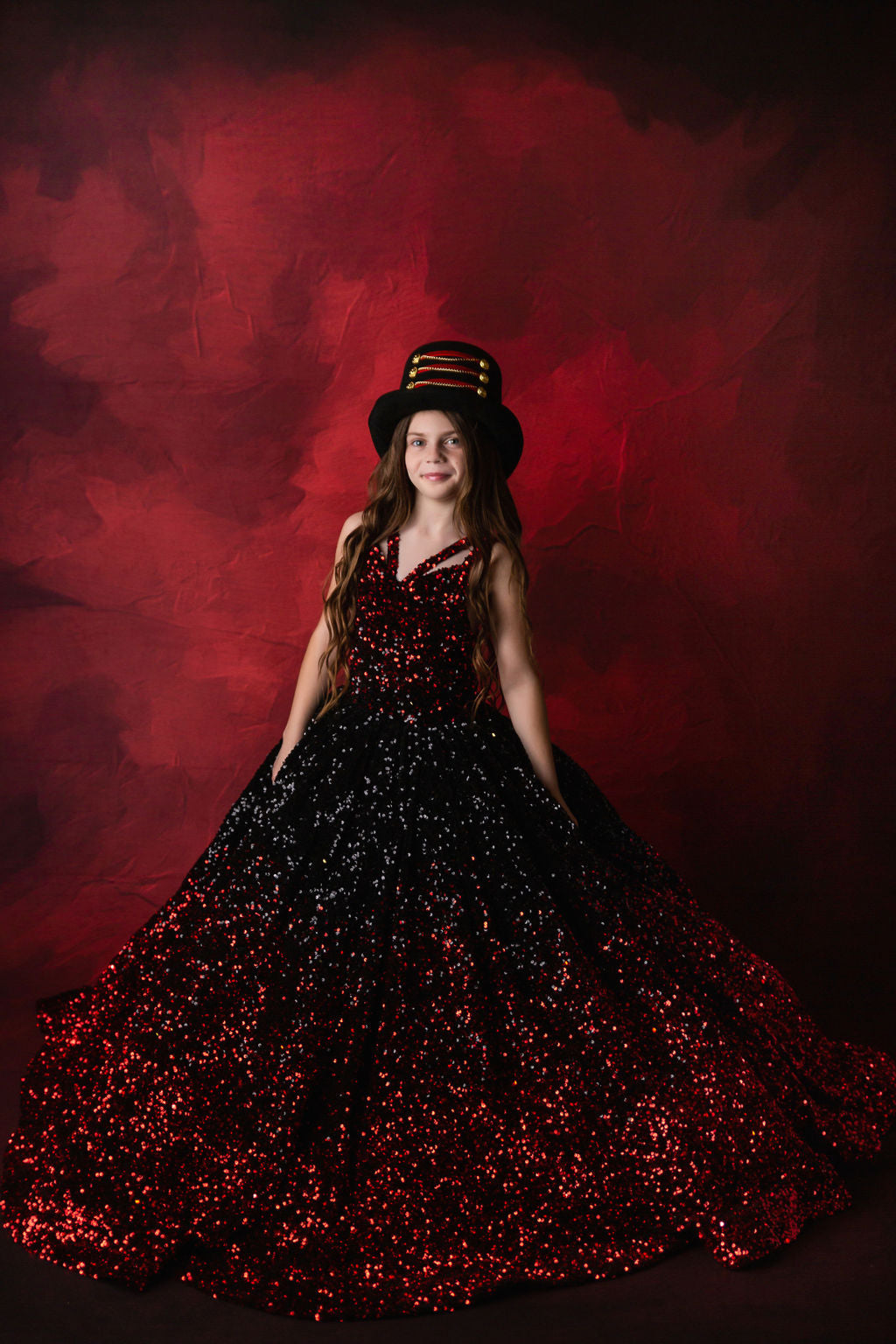 "Glam Statement" + detachable wristlets - Floor Length Gown - (8-10 year)