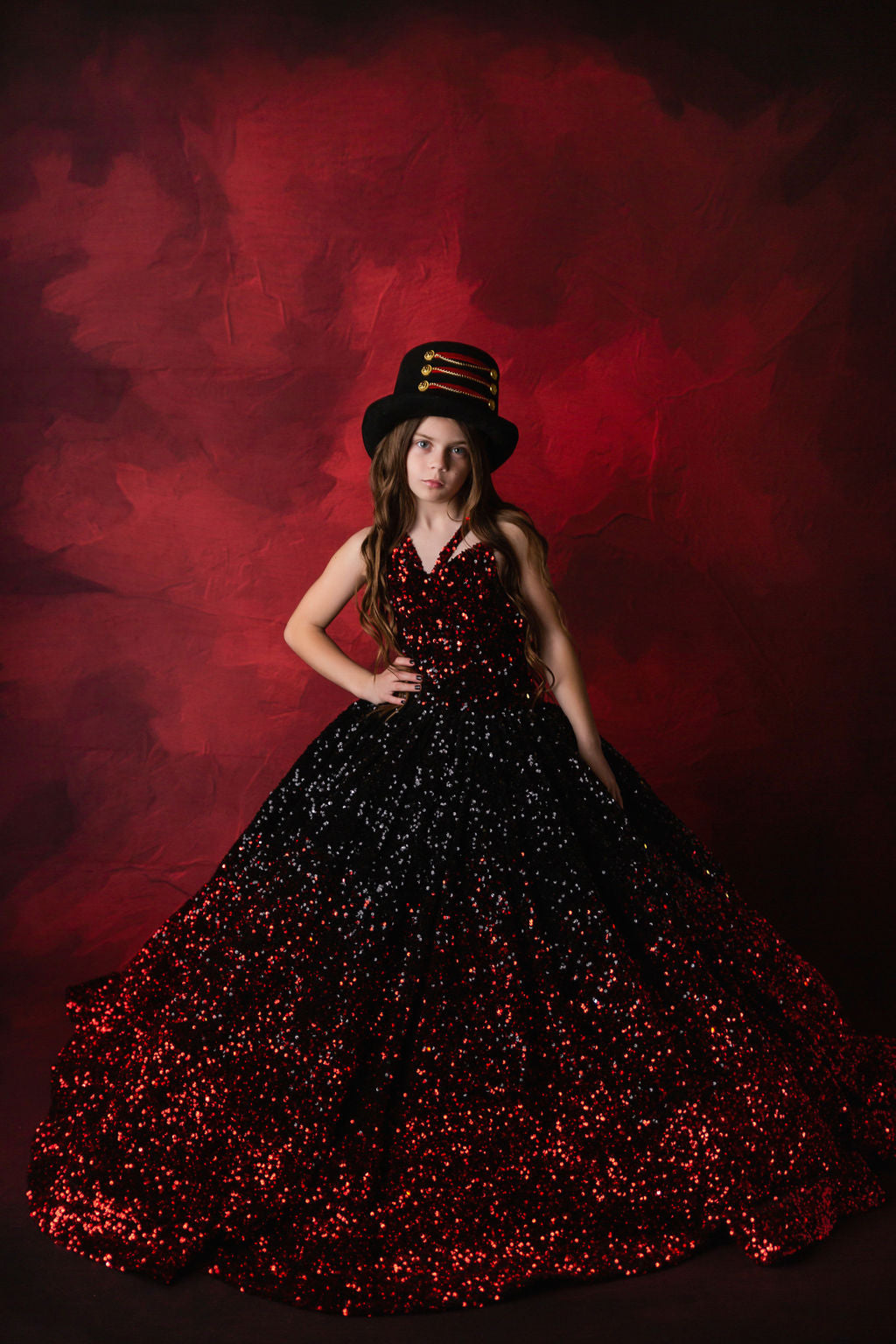 "Glam Statement" + detachable wristlets - Floor Length Gown - (8-10 year)