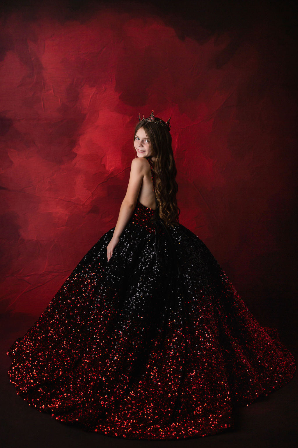 "Glam Statement" + detachable wristlets - Floor Length Gown - (8-10 year)