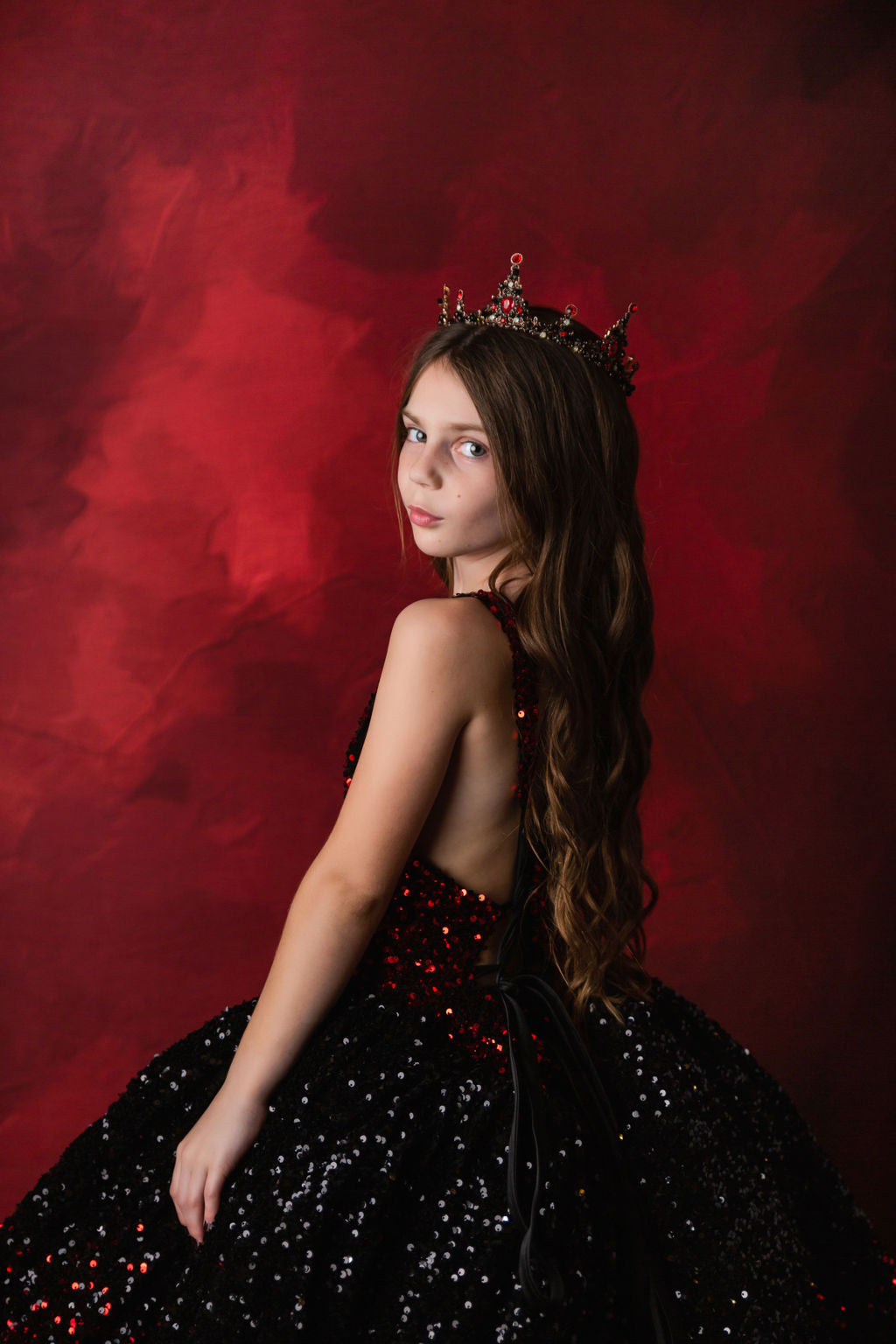 "Glam Statement" + detachable wristlets - Floor Length Gown - (8-10 year)