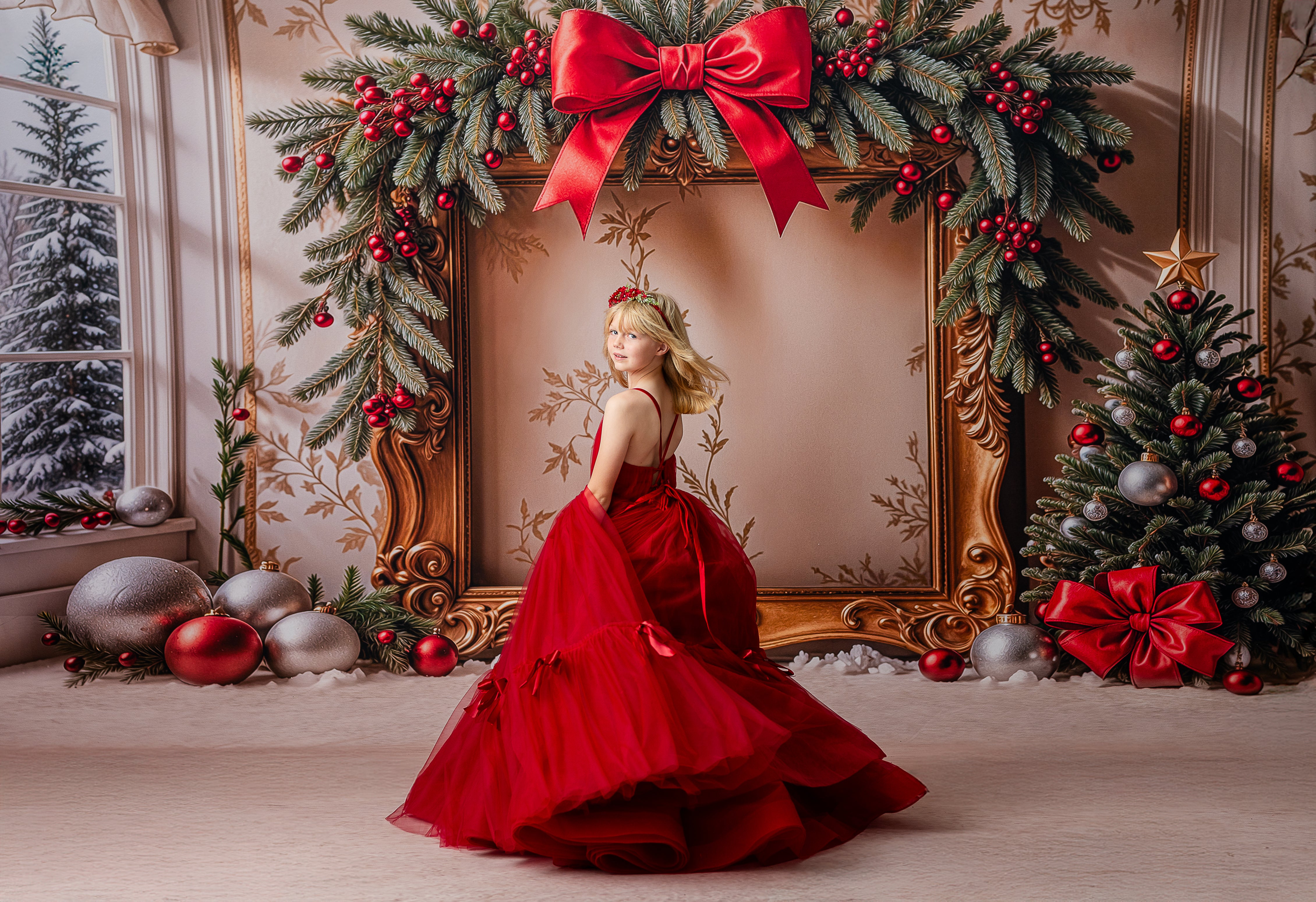 Bridal-inspired satin and tulle gown perfect for flower girl or formal event