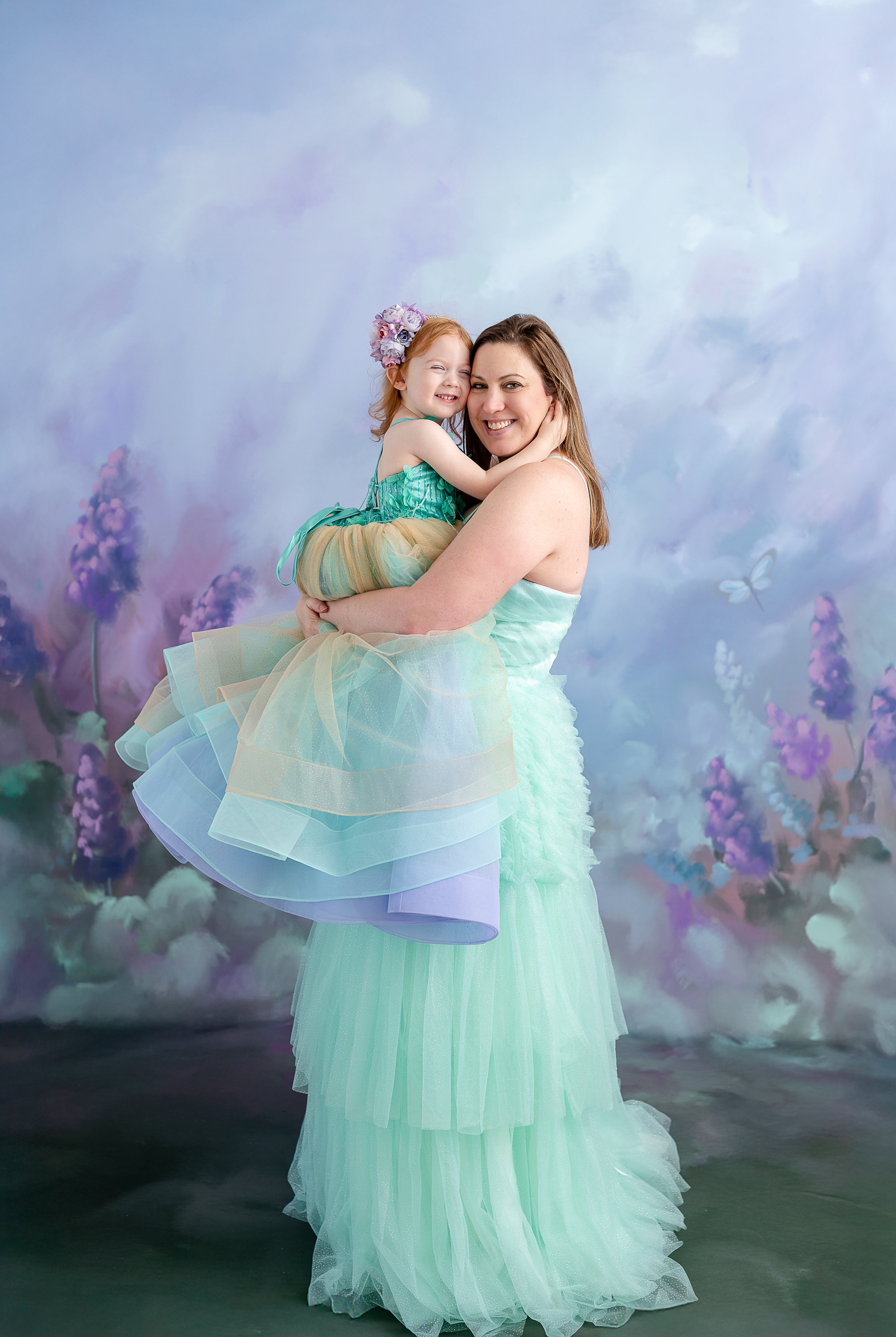 "Evelyn" -Toddler Floor Length Gown-Aqua - (3-5 Year)