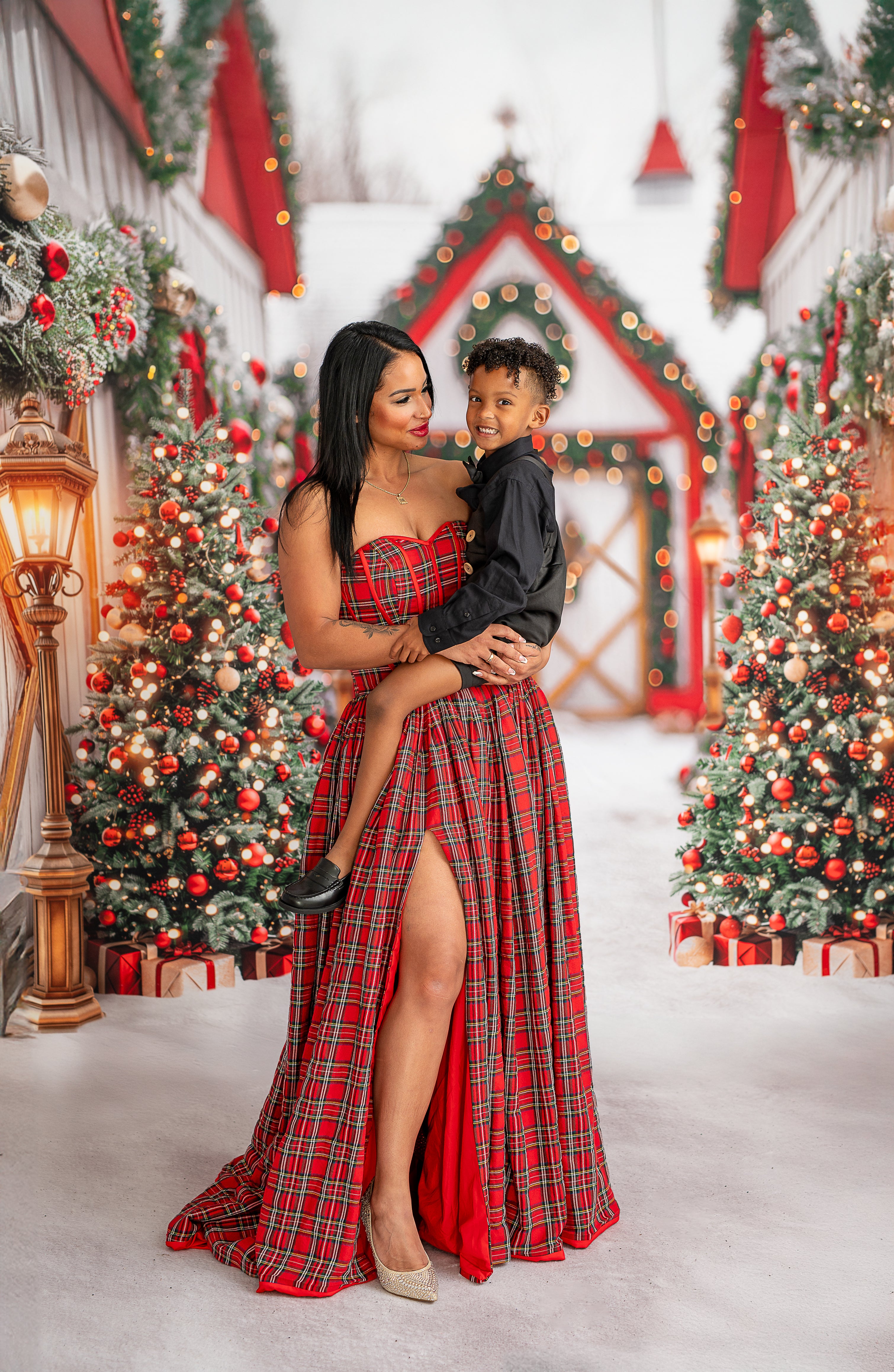 "Darling Plaid" Plaid-Red Floor Length Dress - (ADULT 4-10)