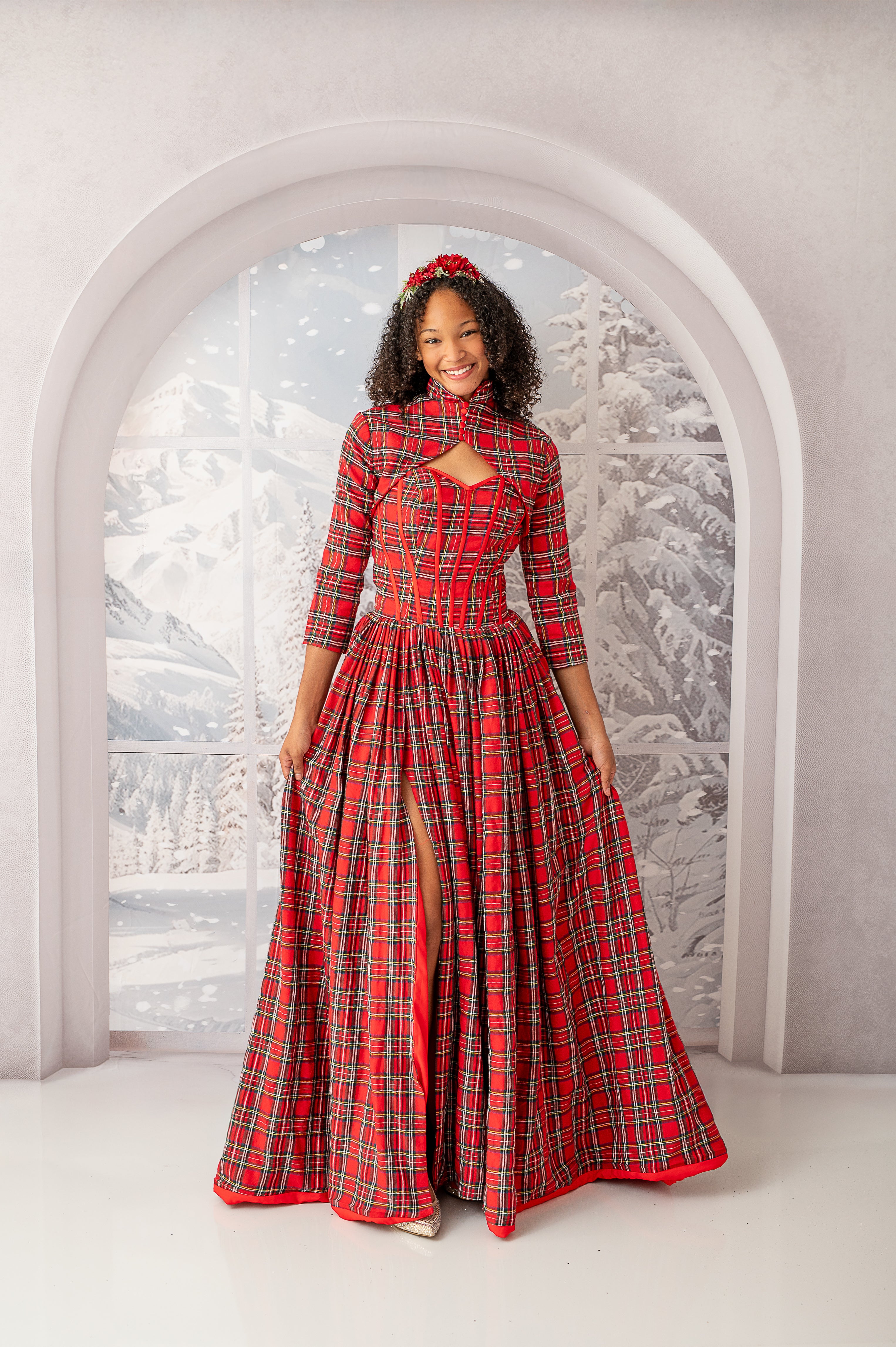 "Darling Plaid" Plaid-Red Floor Length Dress - (ADULT 4-10)