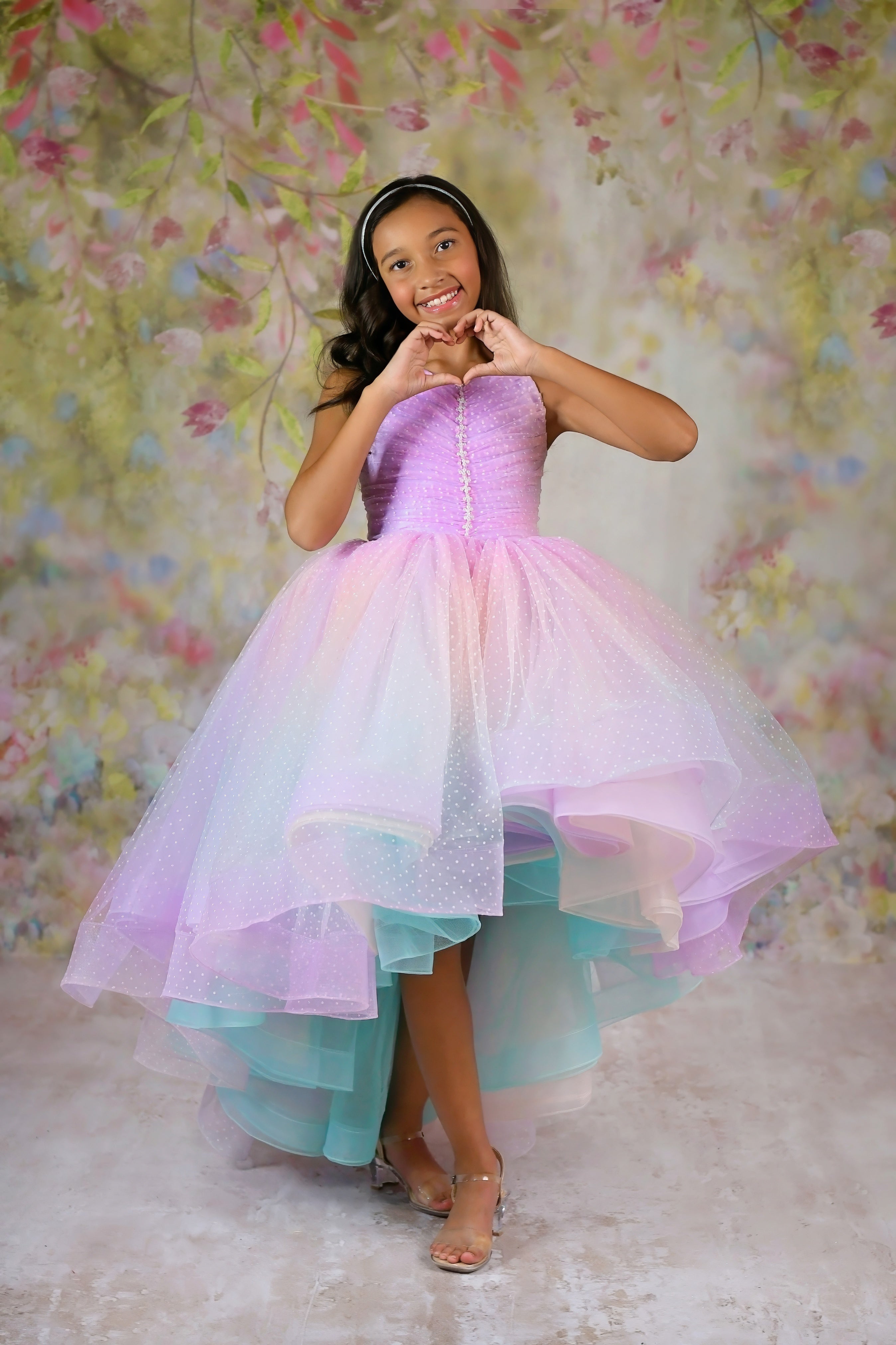 "Ombre Lilac Dream" High Low Length Dress (7 Year-Petite 8 Year)