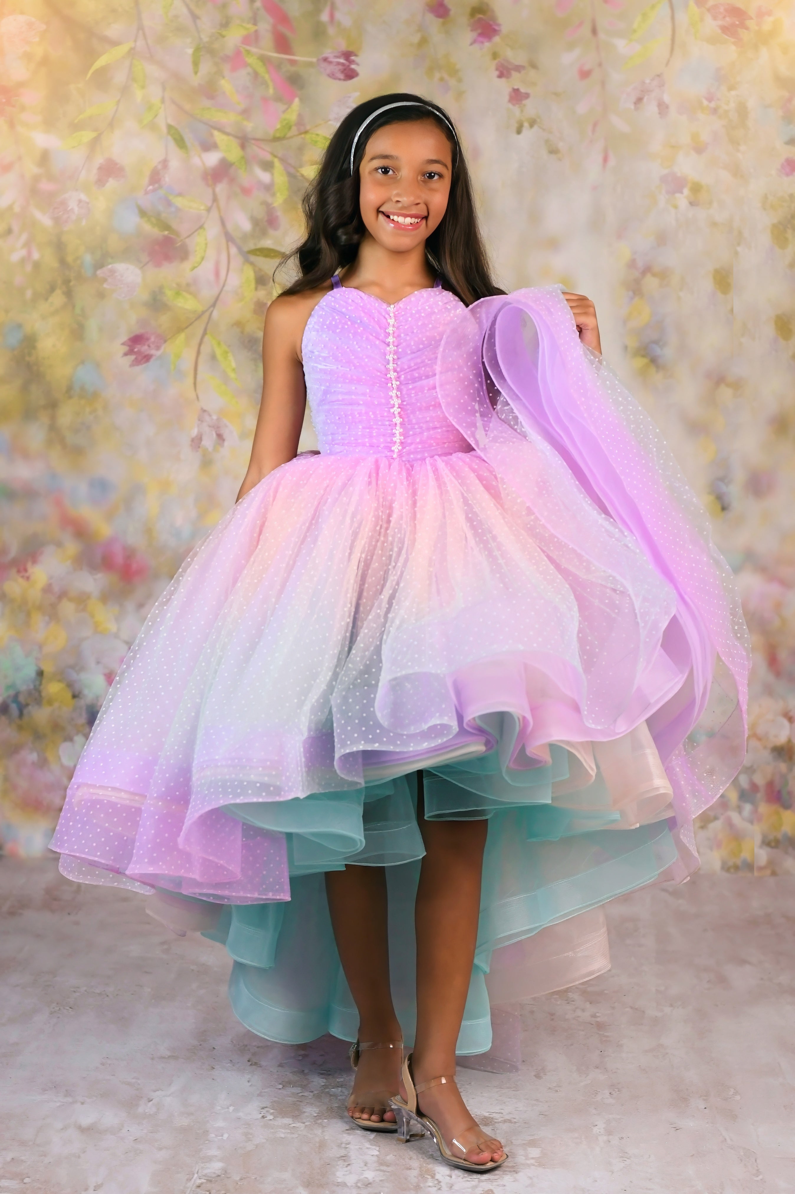 "Ombre Lilac Dream" High Low Length Dress (7 Year-Petite 8 Year)