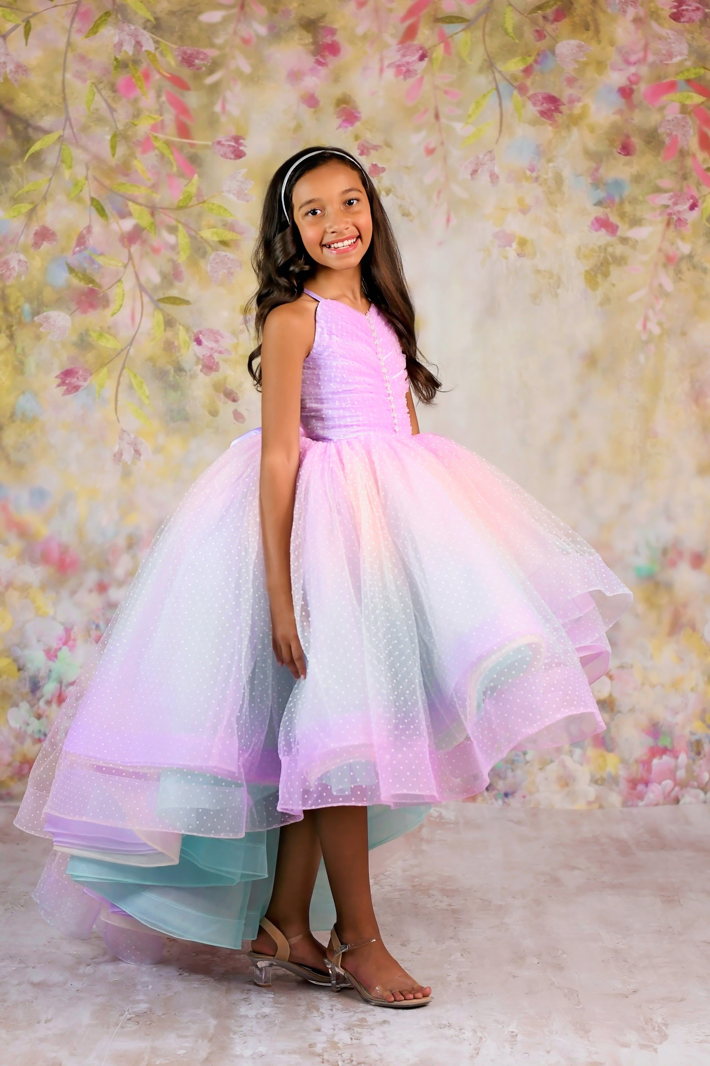 "Ombre Lilac Dream" High Low Length Dress (7 Year-Petite 8 Year)