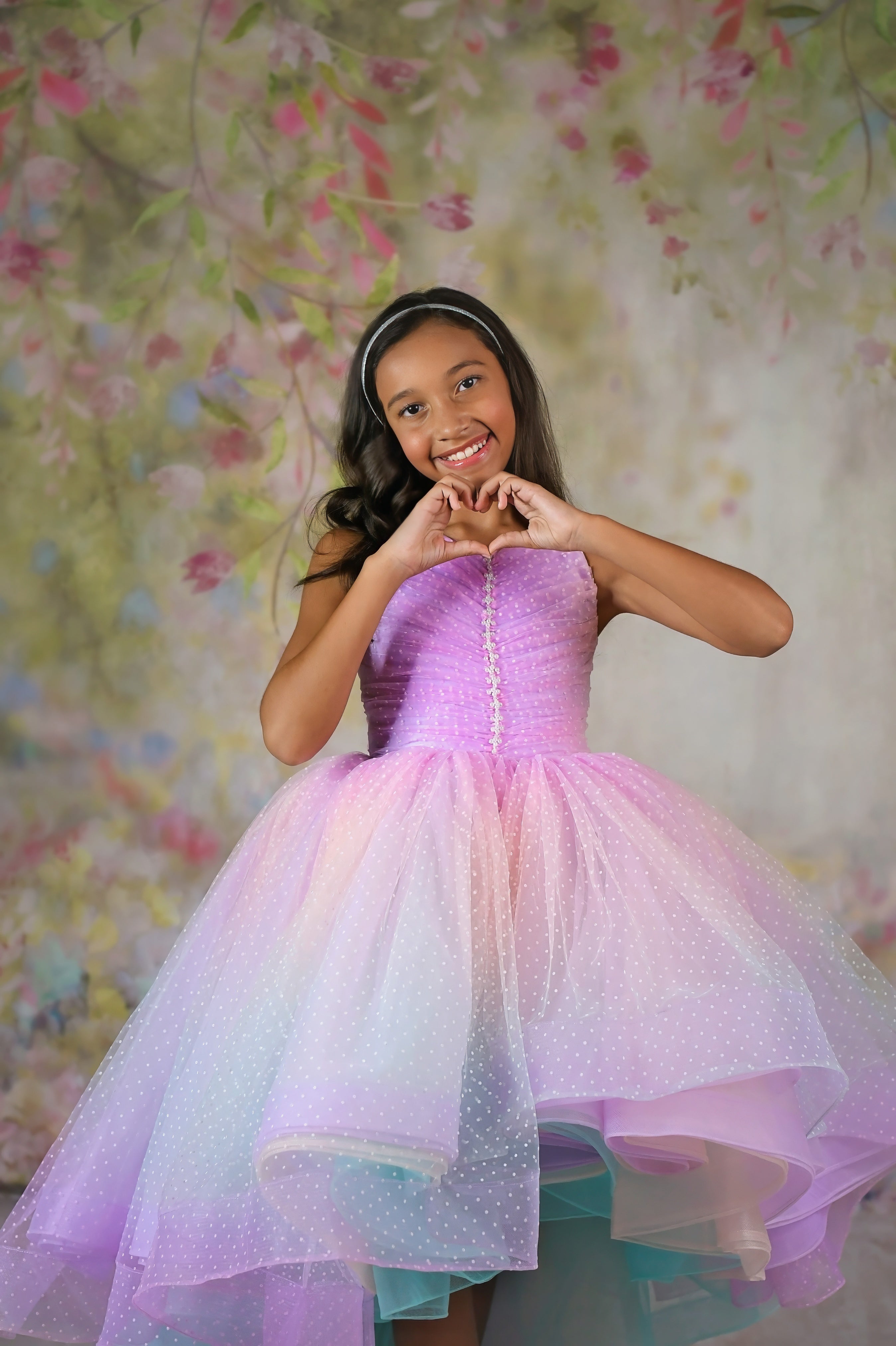 "Ombre Lilac Dream" High Low Length Dress (7 Year-Petite 8 Year)