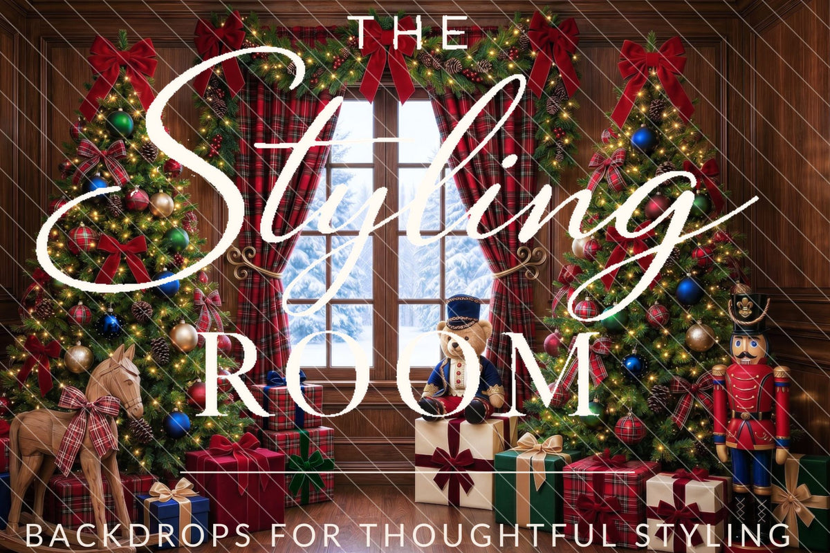 Classic Christmas Study by The Styling Room -12 feet wide × 9 feet tall- × Fleece Fabric -Backdrop rental