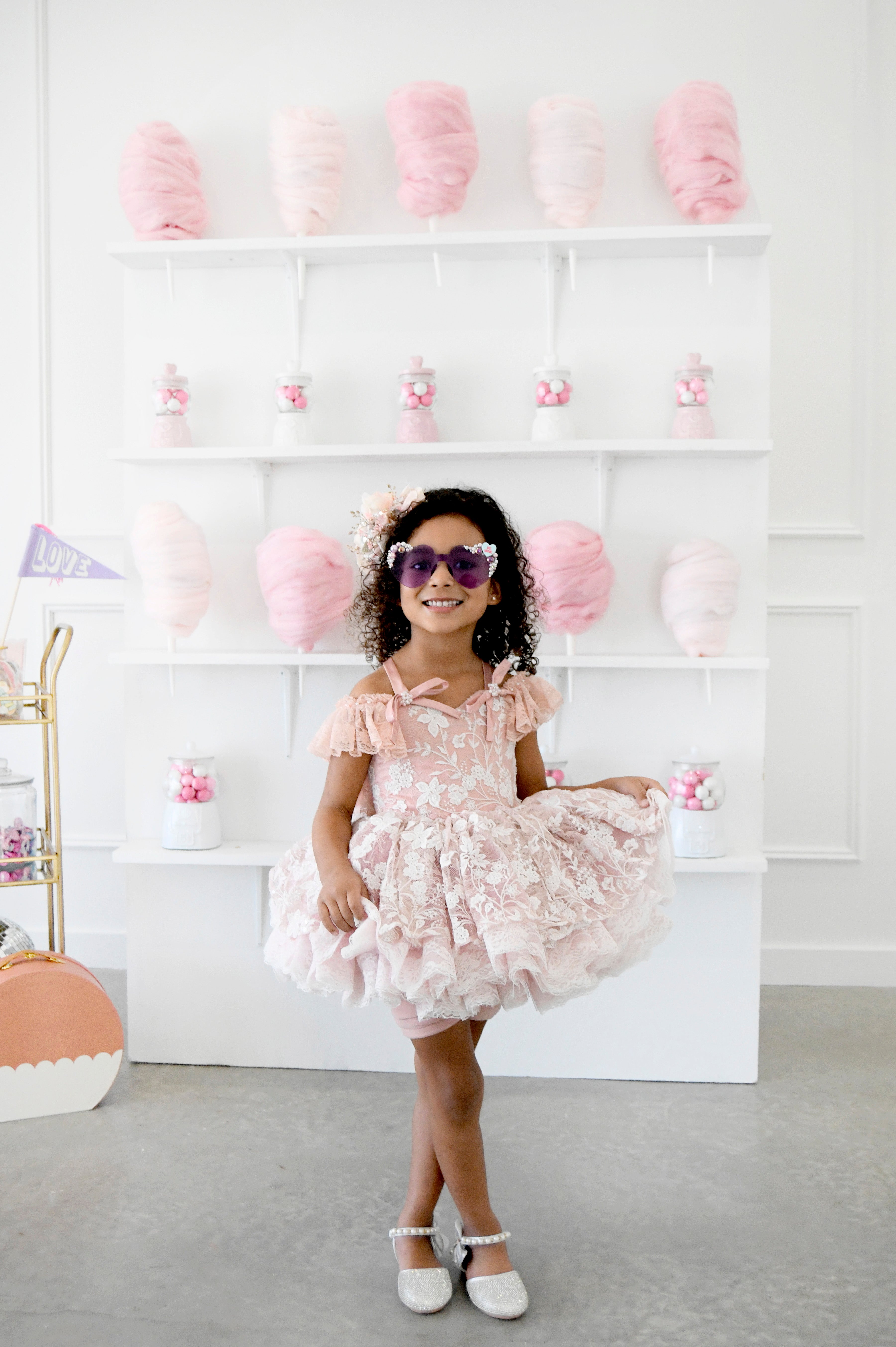 "Dentelle Rose" - Petal length dress+ Knee length Bloomer shorts ( 2 Year - Petite 4)
