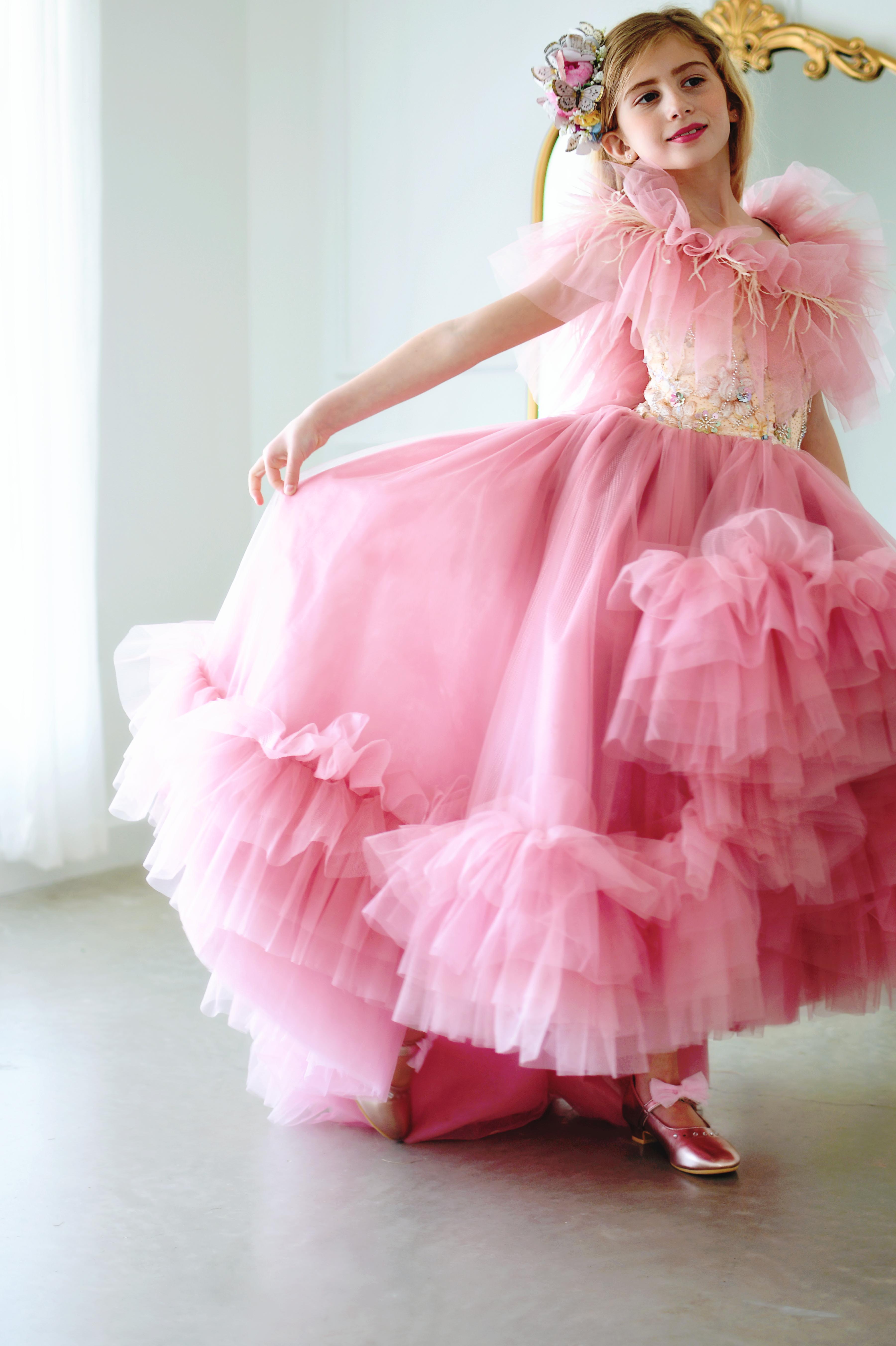 Rose Printemps - High Low gown+ wristlets (7 year- 9 year)