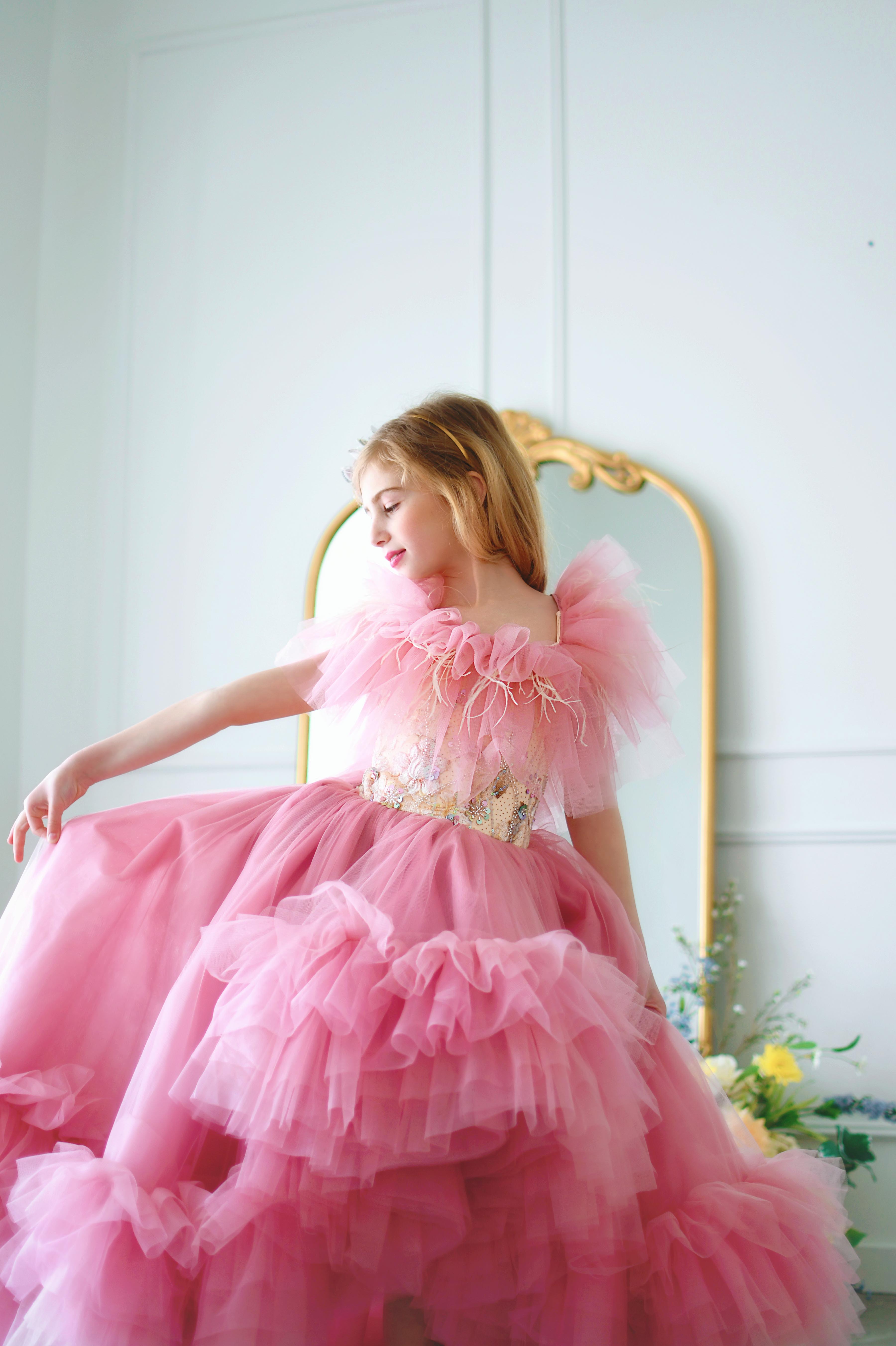 Rose Printemps - High Low gown+ wristlets (7 year- 9 year)