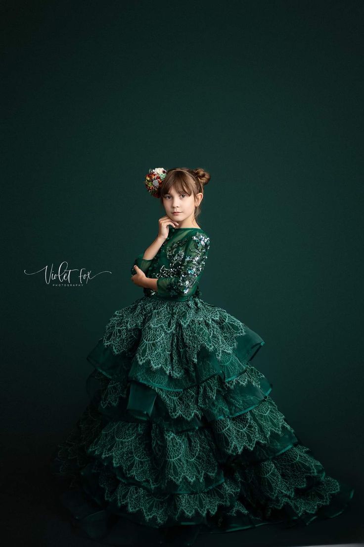 Green Couture Gown or children's fine art photography