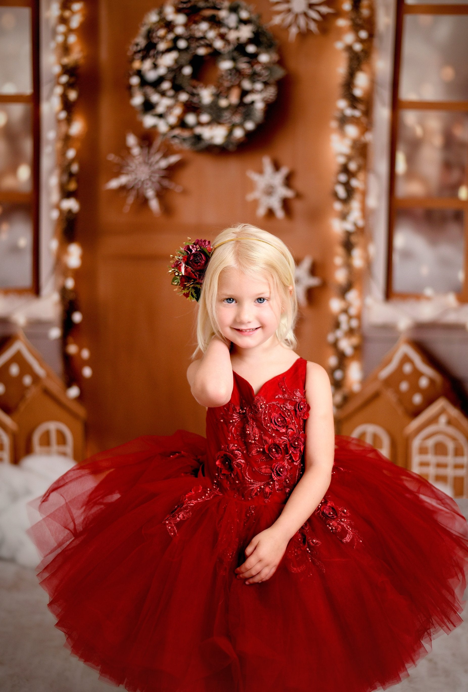 "Dillon" burgundy Petal Length Dress ( 4 Year - Petite 5 Year)