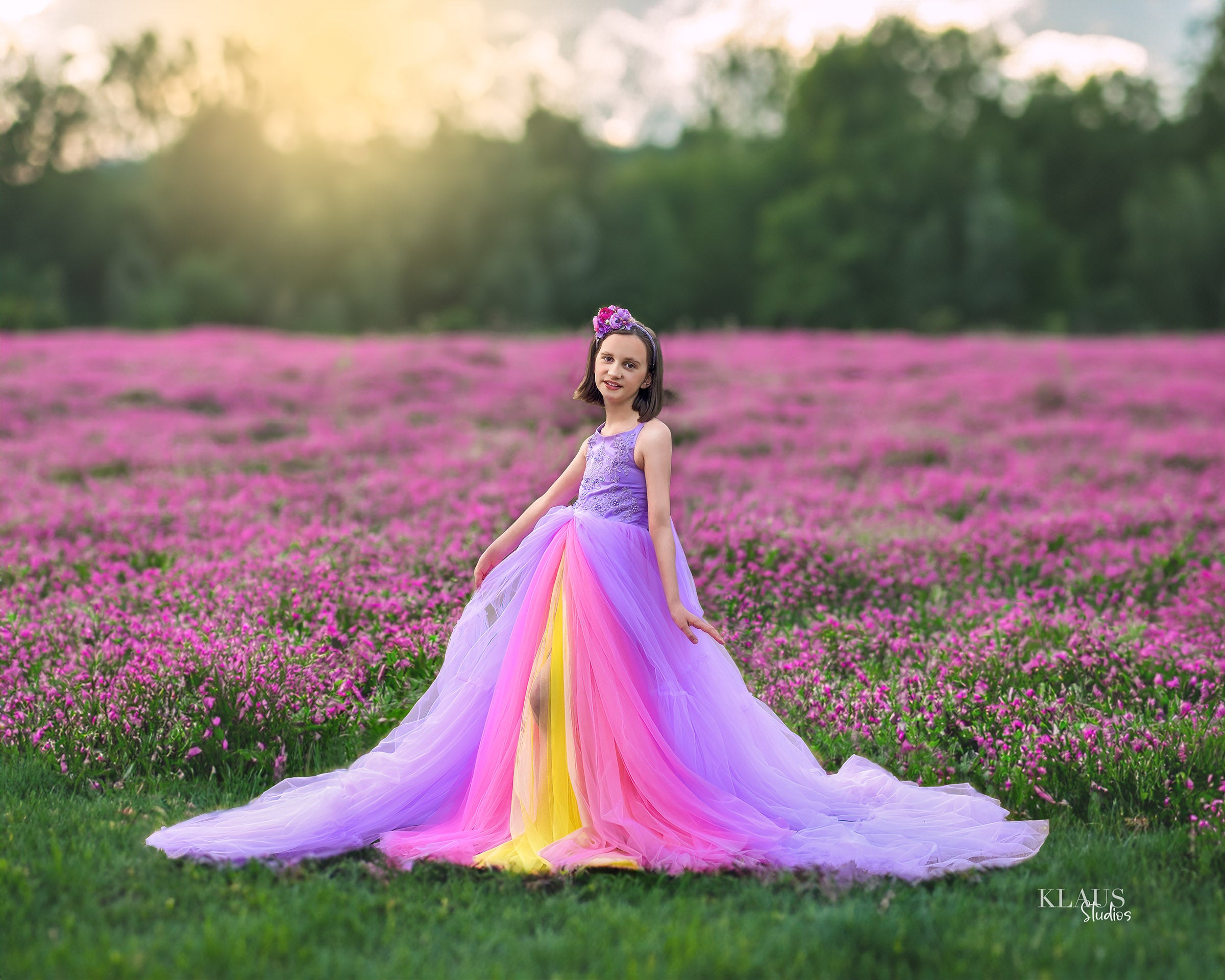 "Hillary" - sunset - Beautiful boho slip dress- (8-9 year)