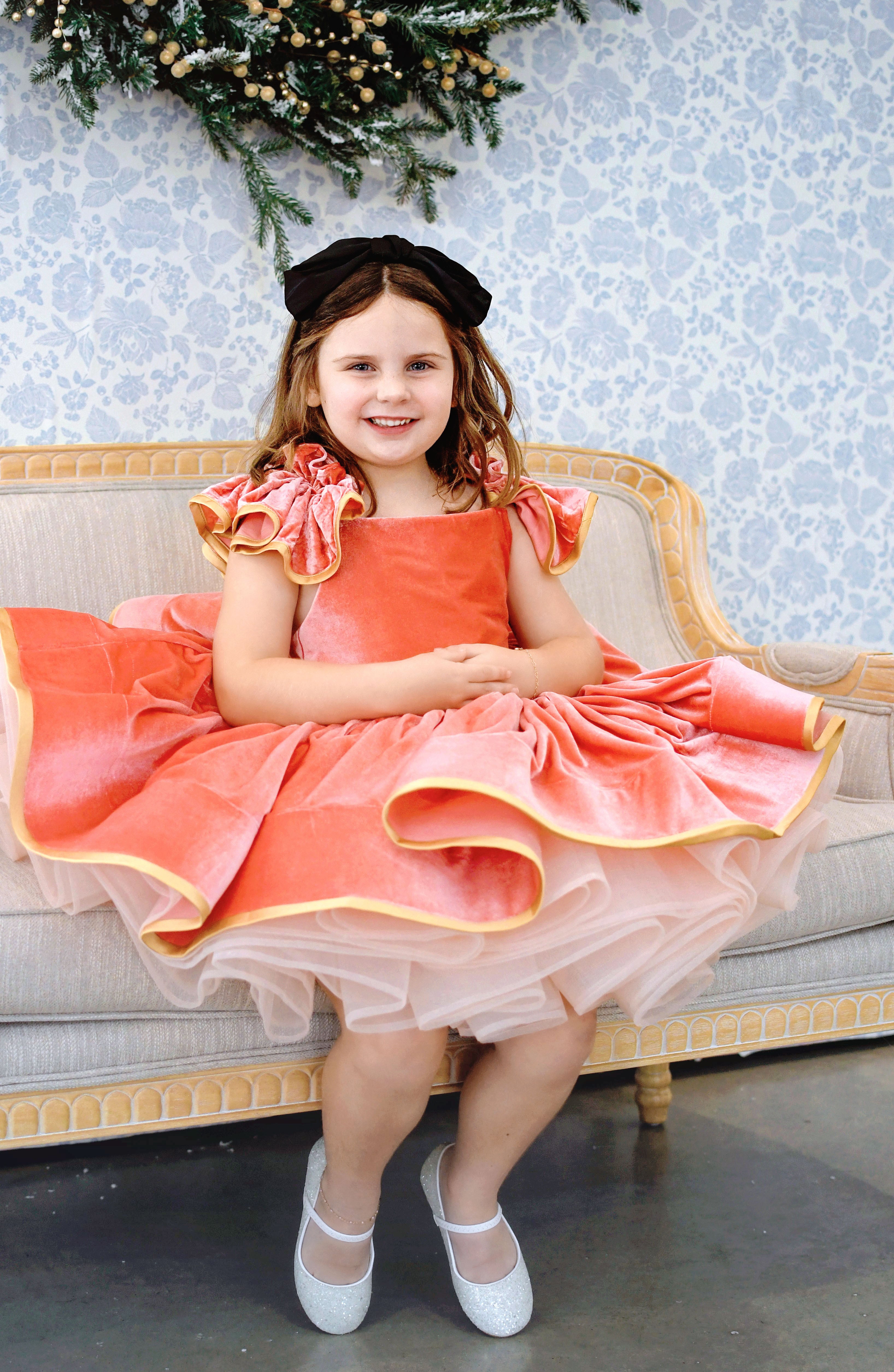 "Kimberly" Velvet Petal Dress - Editorial Dress, Couture Gown, Special Occasion Dress