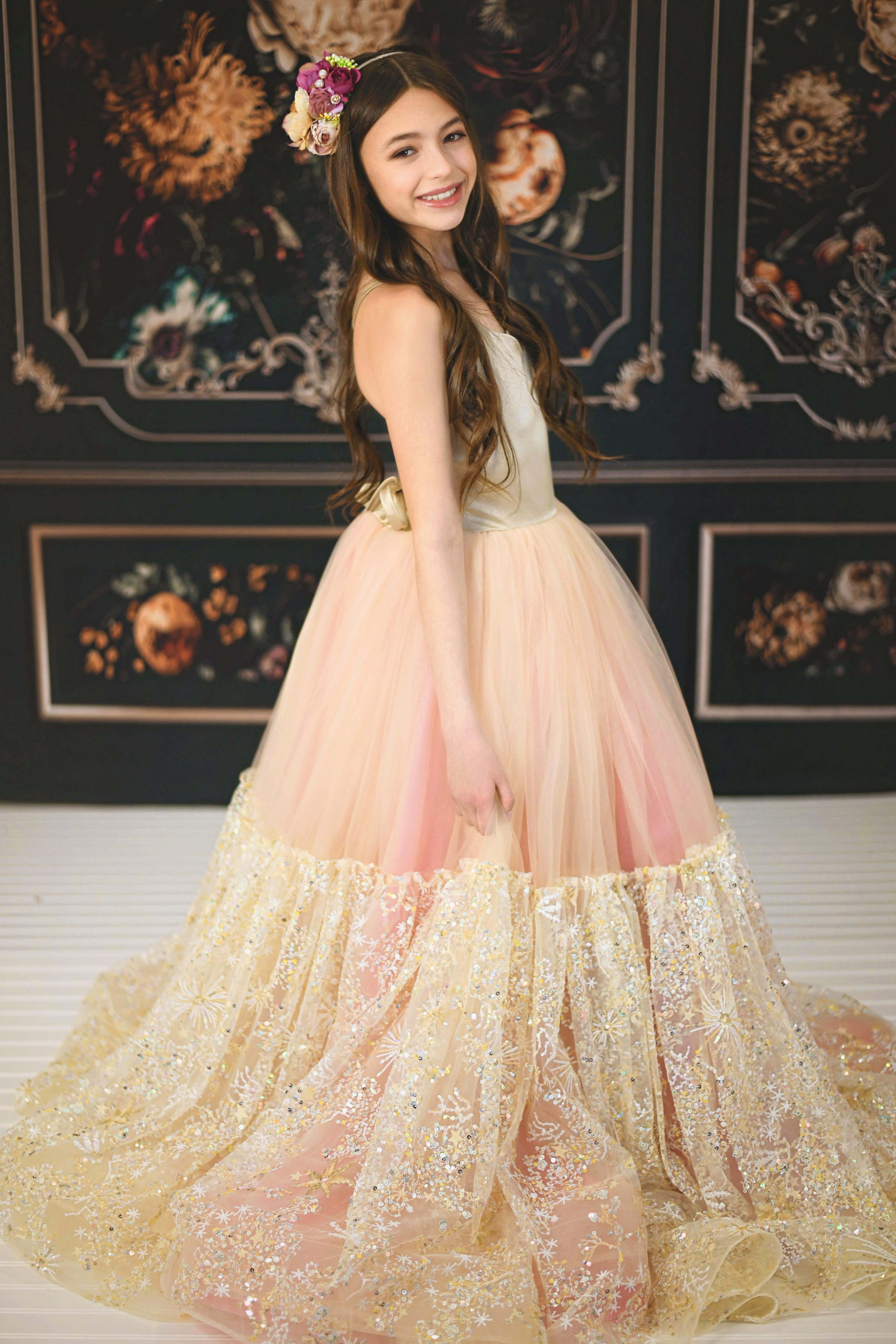 "Nassau" - Stars tulle Floor Length ( 8 Year - 9 Year)