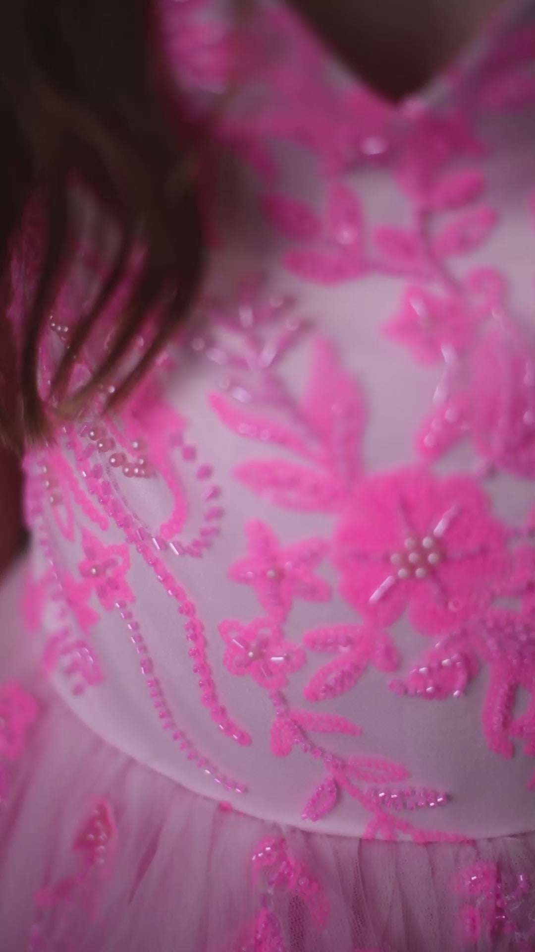 Rental gowns: Floor long rental dress - pink beaded dress for girls. Girls dresses for photography sessions.
