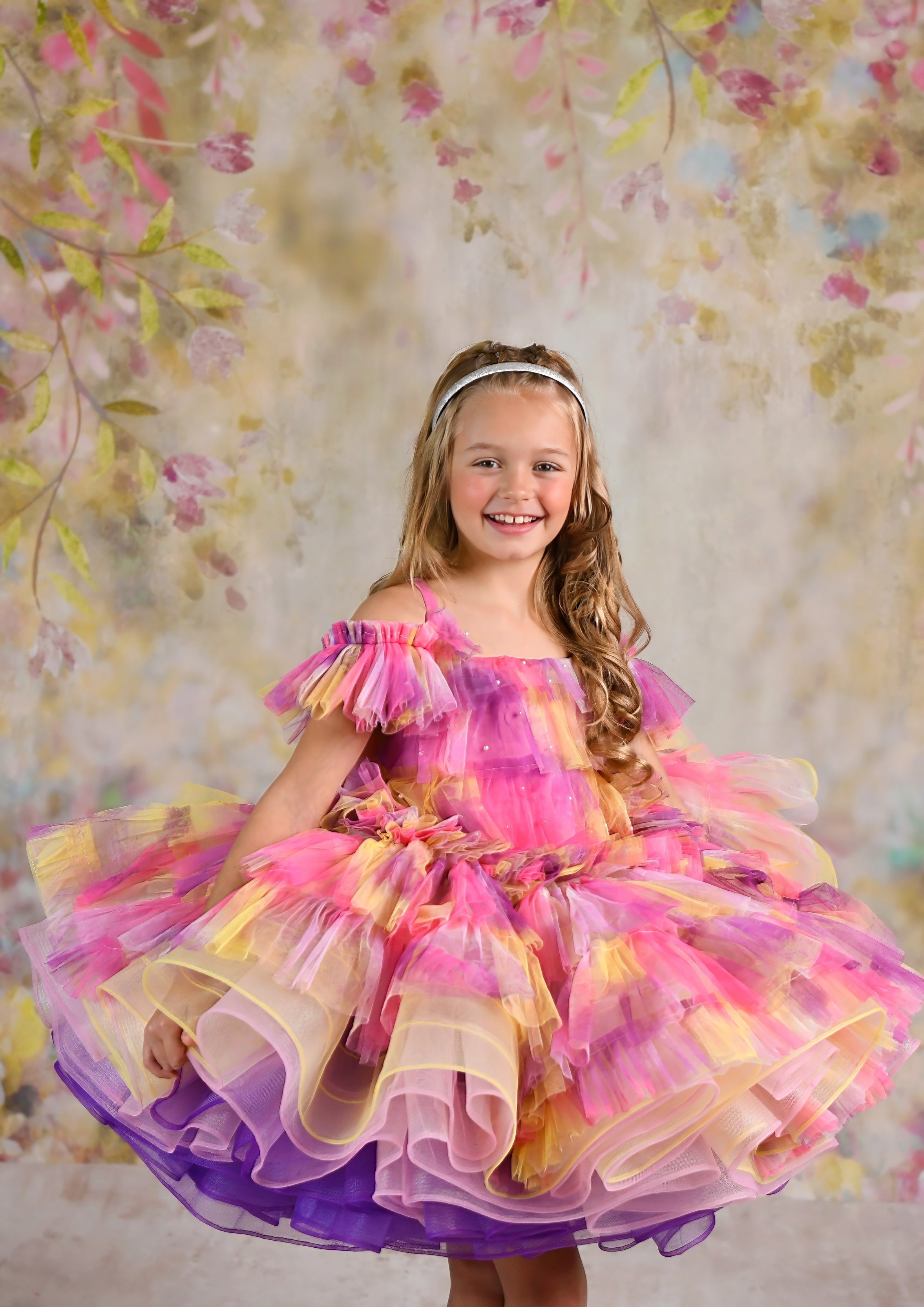 "Sunset Sorbet" petal Length Dress ( 6 Year - Petite 7 Year)-