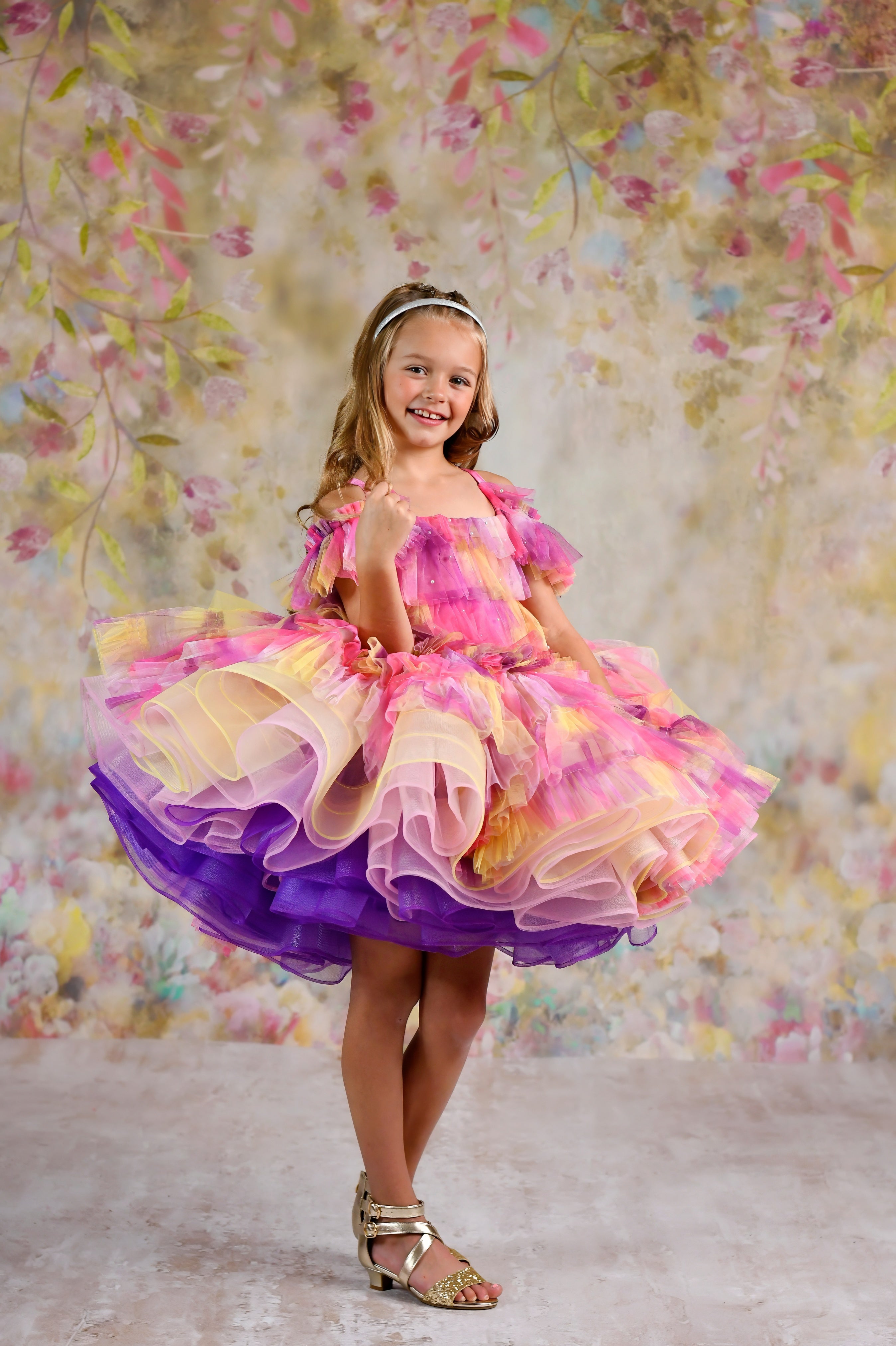 "Sunset Sorbet" petal Length Dress ( 6 Year - Petite 7 Year)-