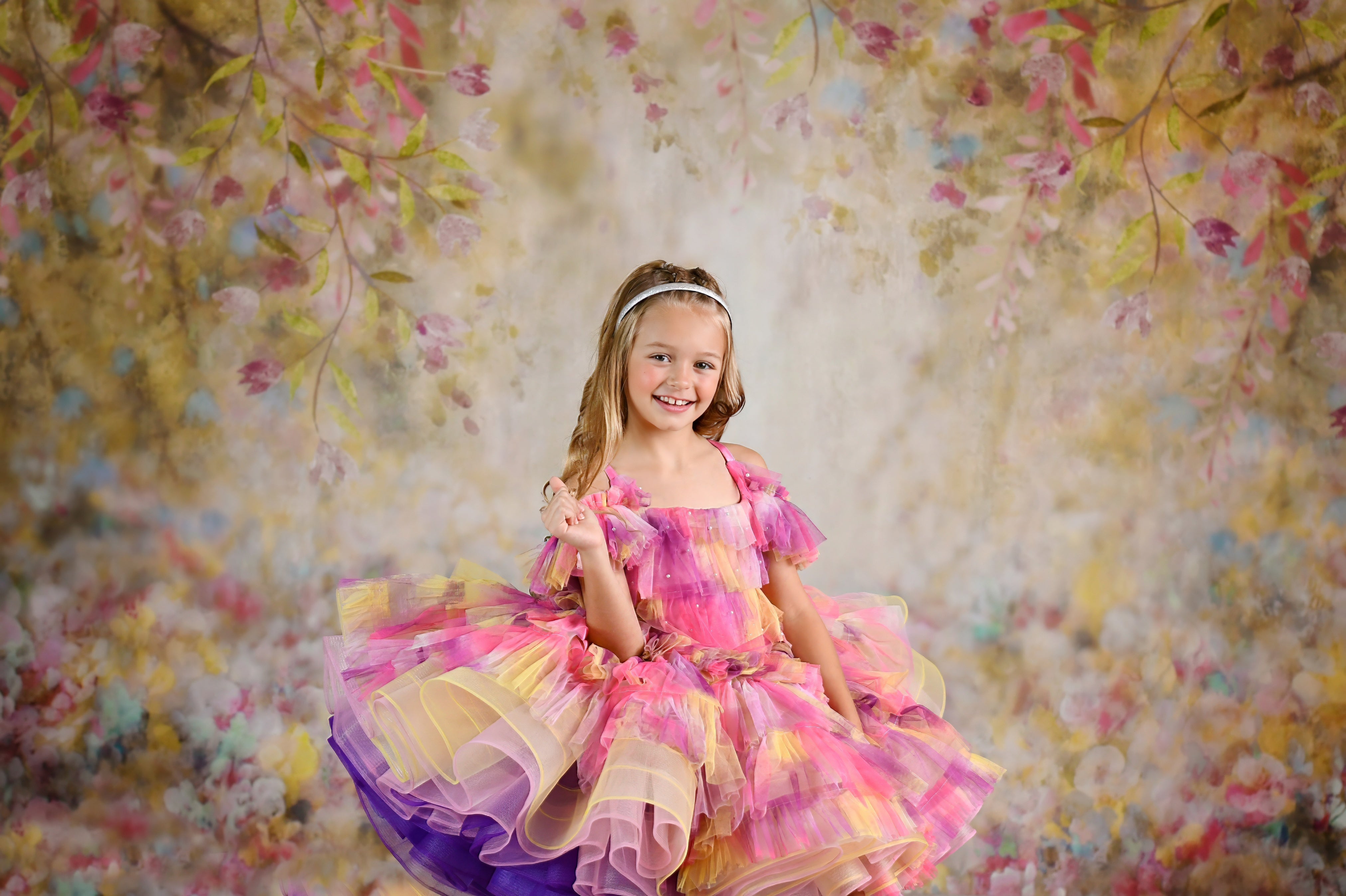 "Sunset Sorbet" petal Length Dress ( 6 Year - Petite 7 Year)-