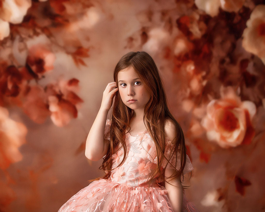 Couture Rental Gown "Heavenly" Peach - Floor Length Dress ( 6 Year - Petite 7 Year)